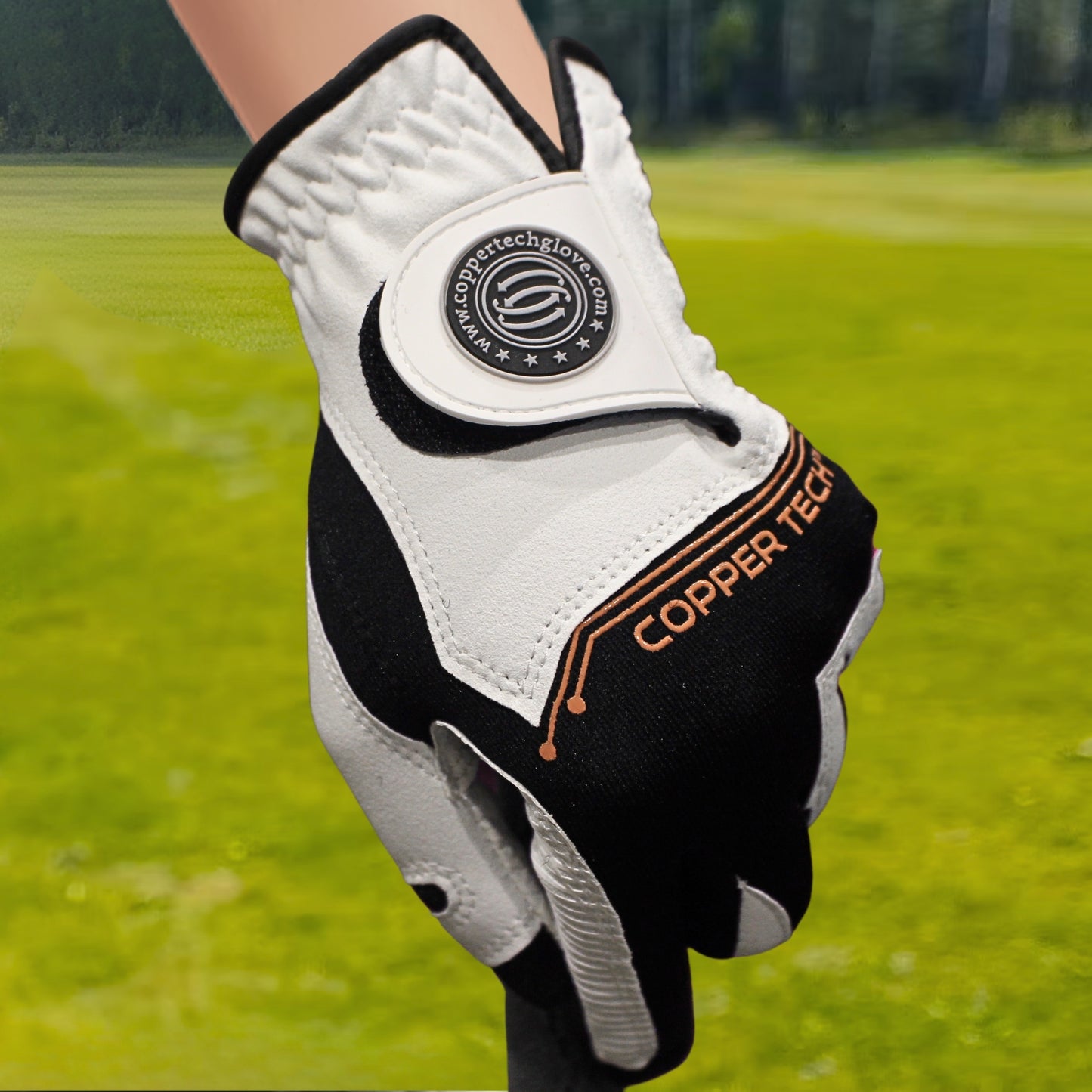 Copper Tech Women's Golf Gloves 2 Pack (White/Black)