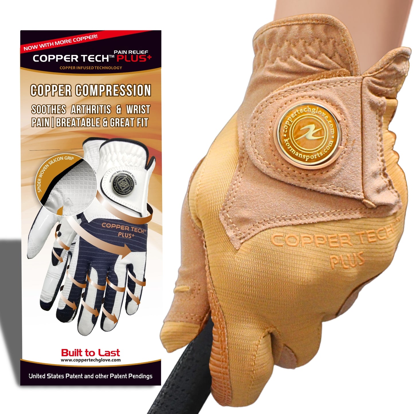 Women's Copper Brown golf glove with compression, that is made for its comfort. Breathable and soothes arthritis & Wrist Pain.