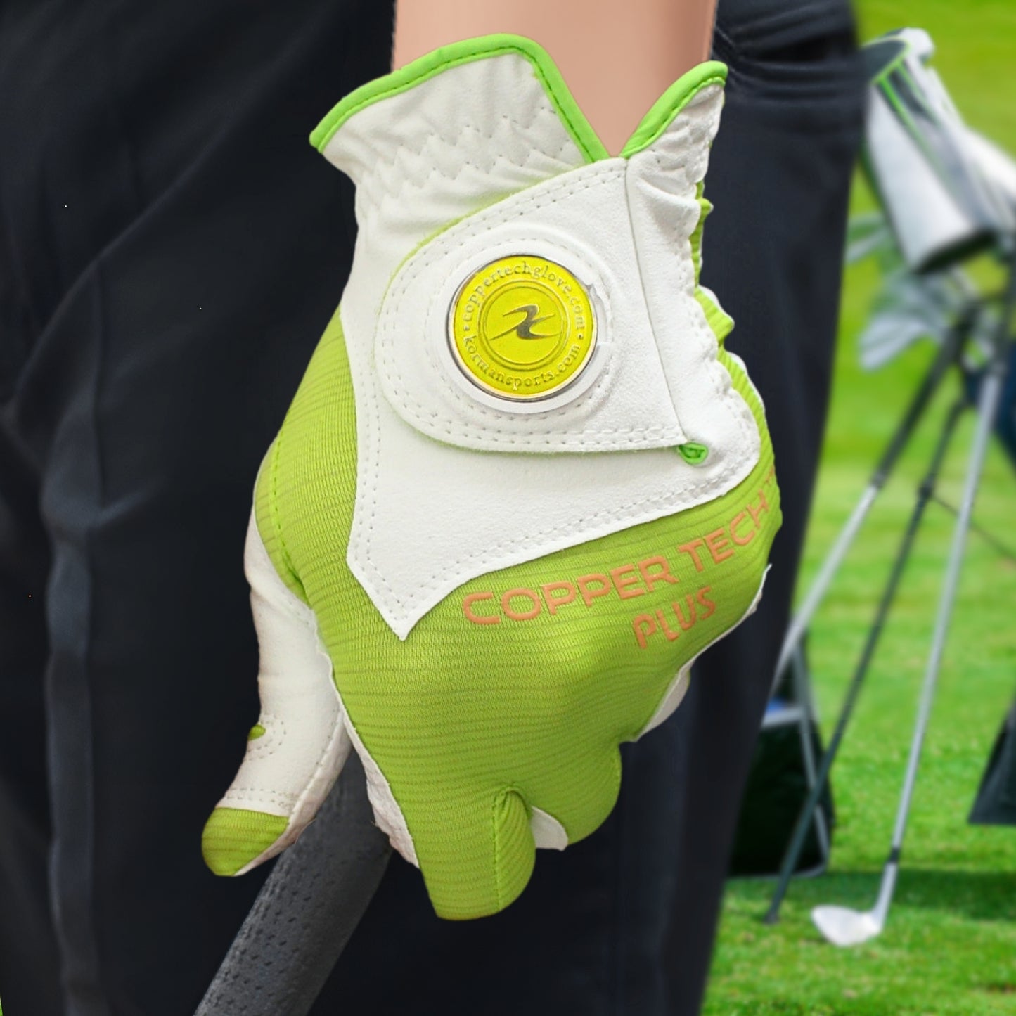 Copper Tech Plus Women's Golf Glove (White/Lime Green)