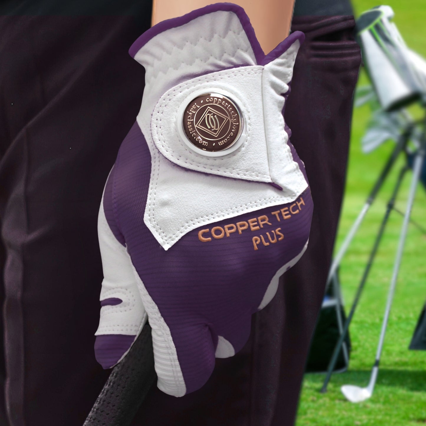 Copper Tech Plus Women's Golf Glove (White/Purple)