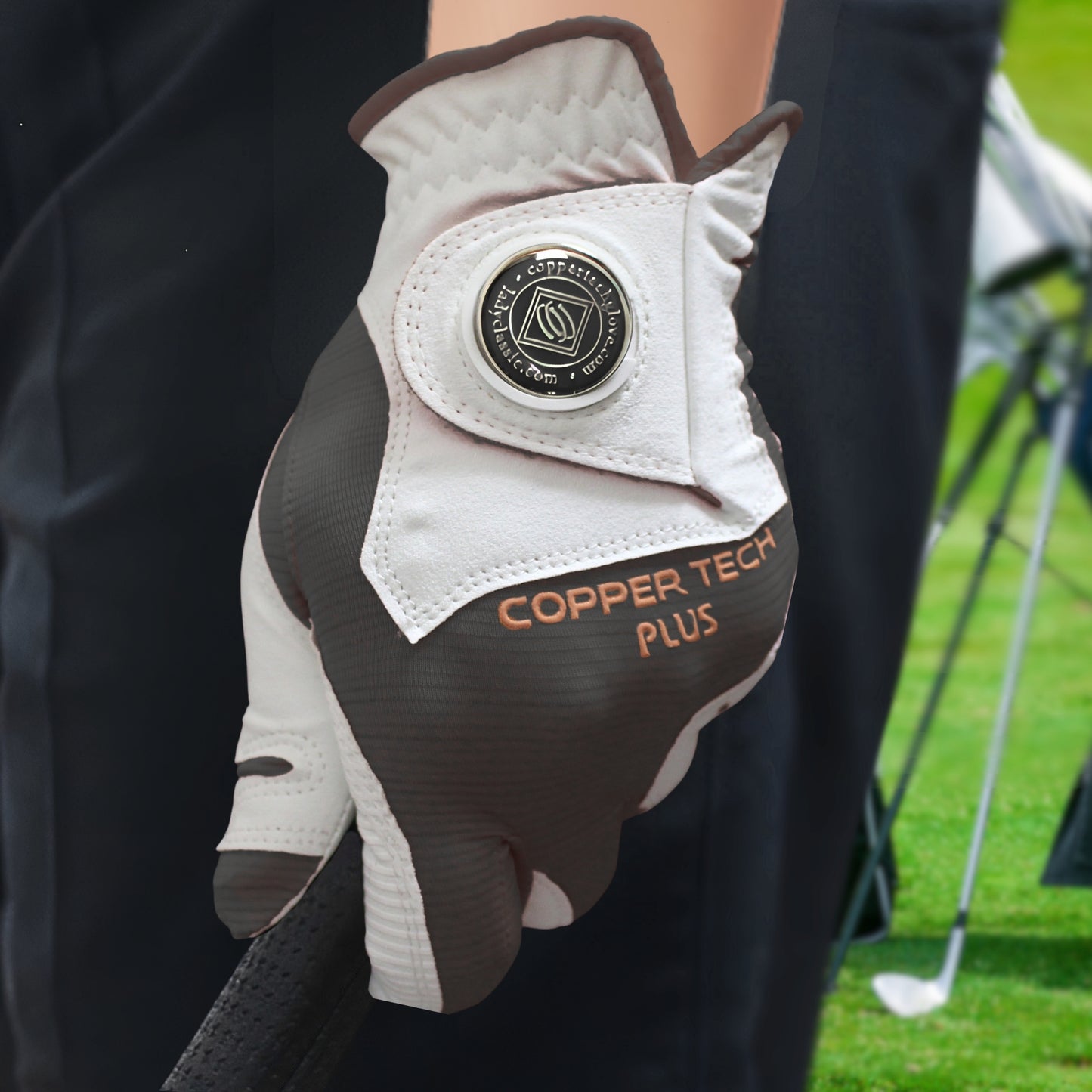 Copper Tech Plus Women's Golf Glove (White/Charcoal Gray)