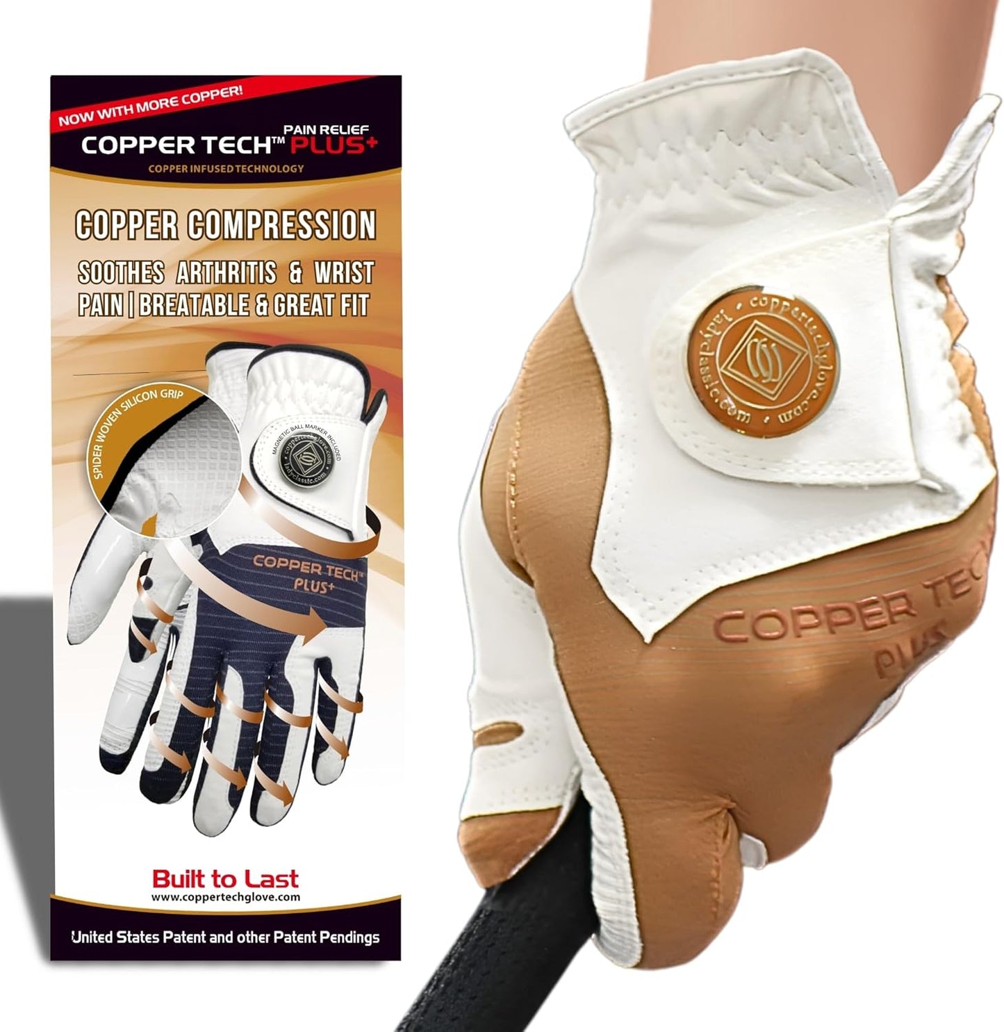Copper Tech Plus Women's Golf Glove Worn on Right Hand