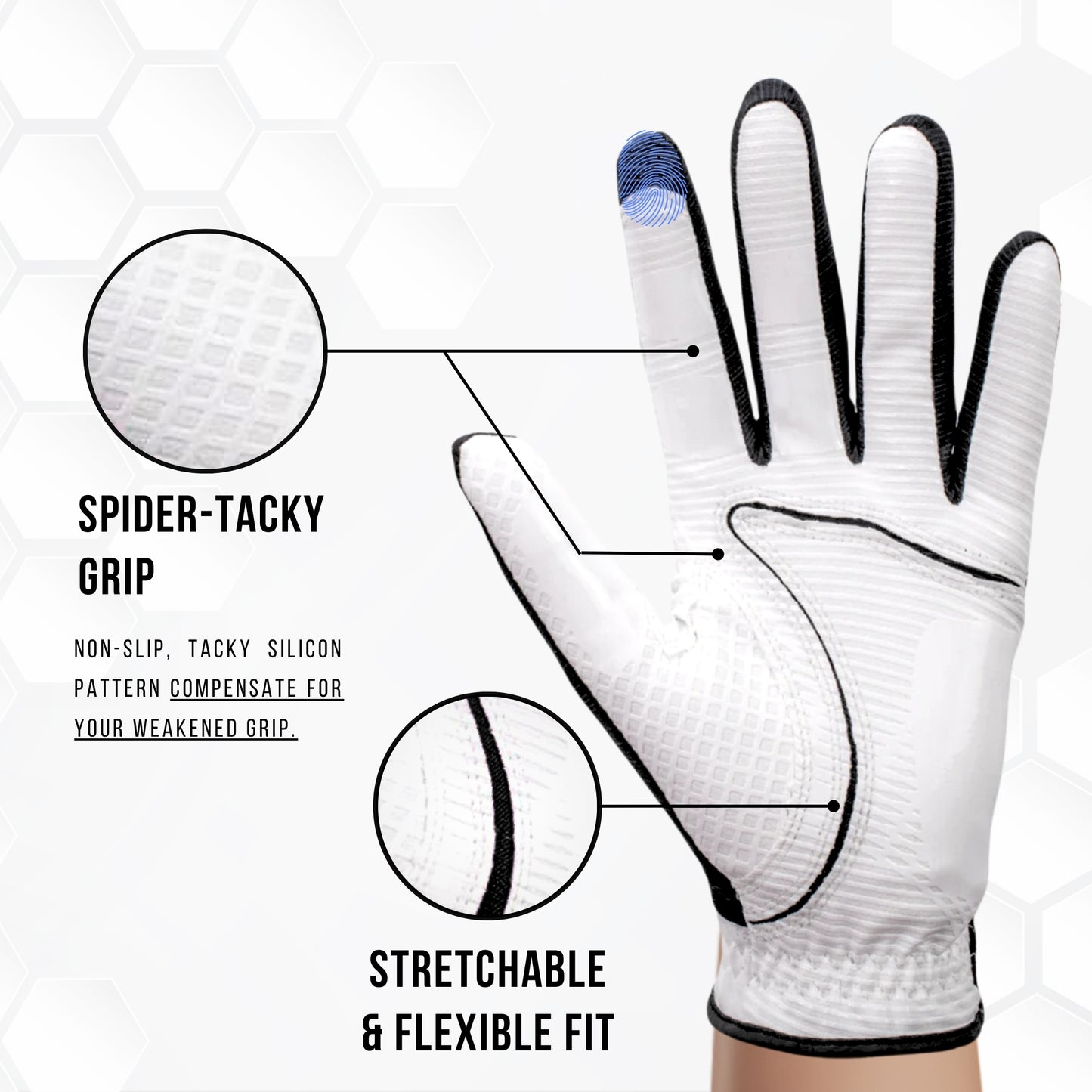Copper Tech Women's Golf Gloves 2 Pack (White/Black)