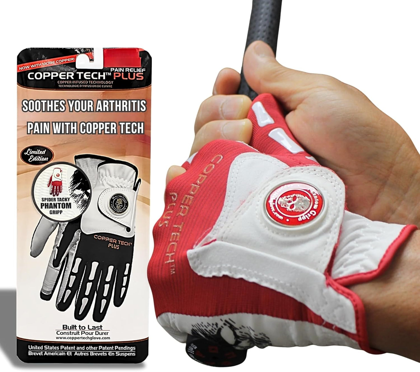 Copper Tech Plus Men's Golf Glove (Phantom Edition) Worn on Left or Right