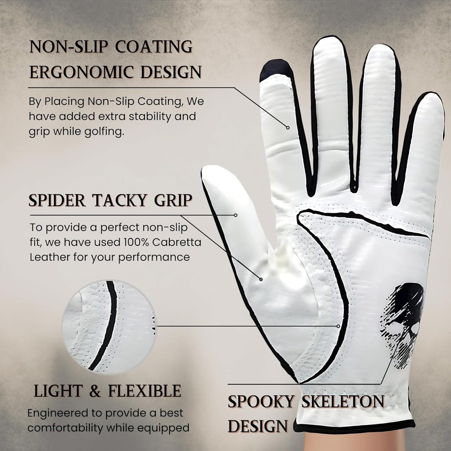 Copper Tech Plus Men's Golf Glove (Phantom Edition) Worn on Left or Right