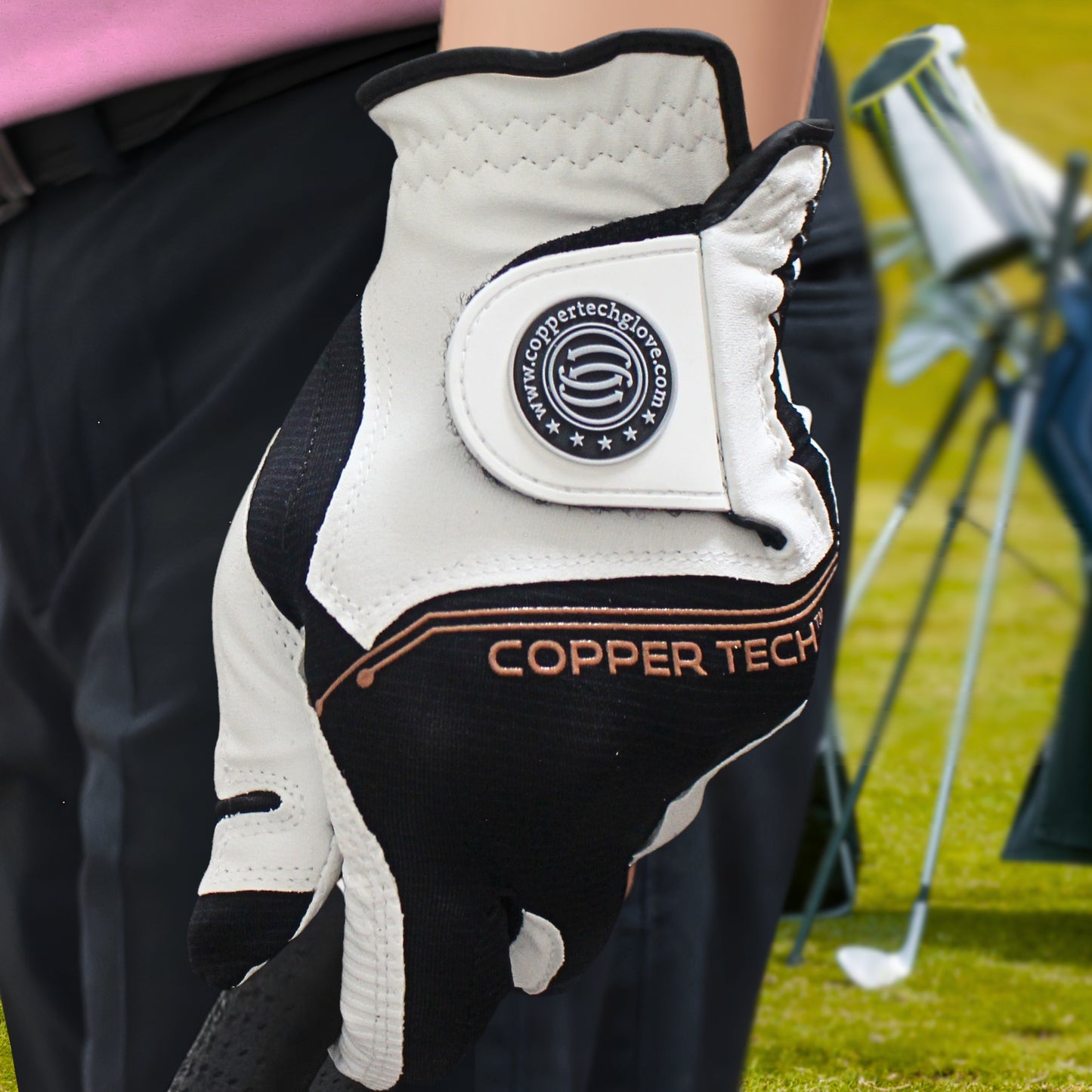 Copper Tech Women's Golf Gloves 2 Pack (White/Black)