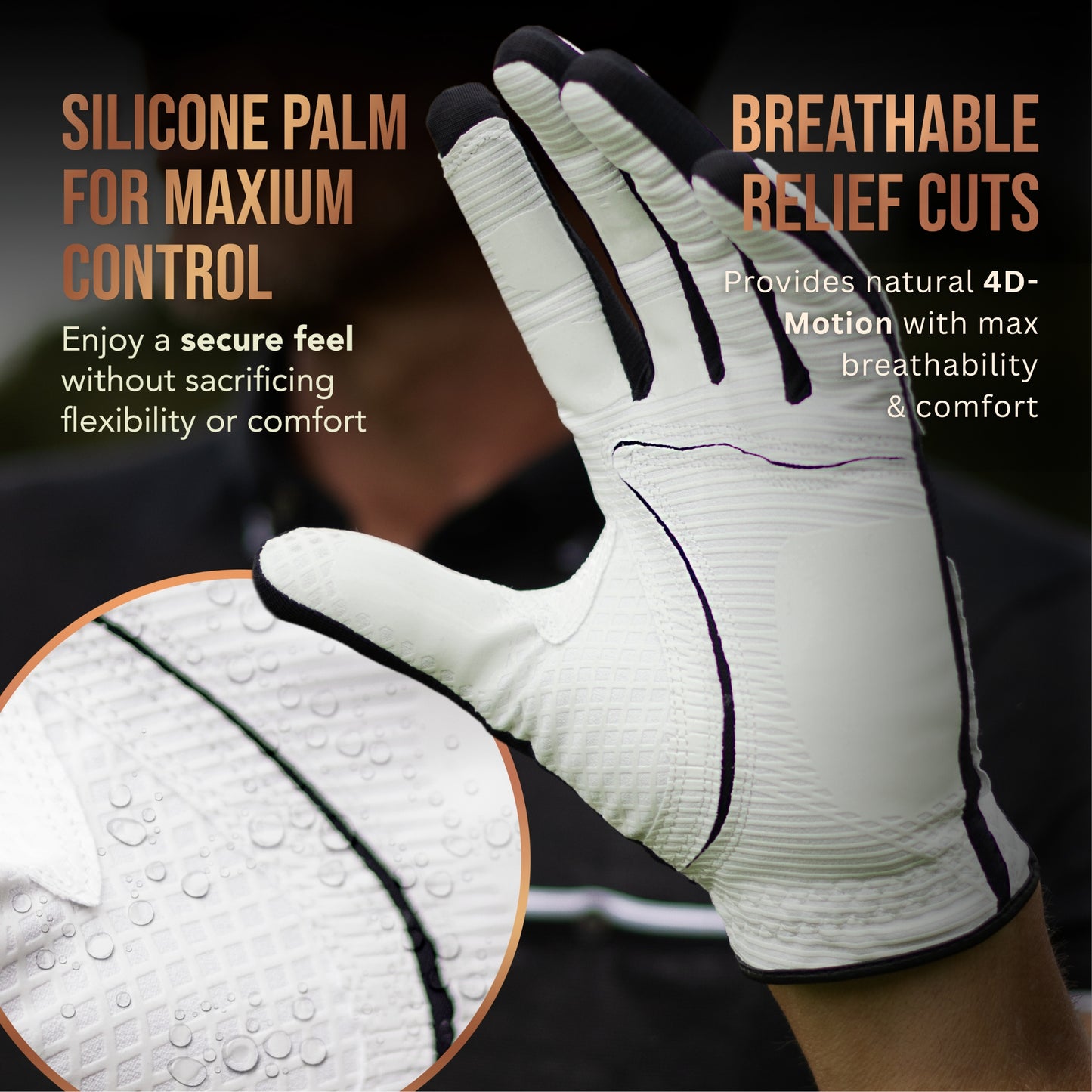 Copper Tech Men's Golf Gloves 2-Pack (White/Black)