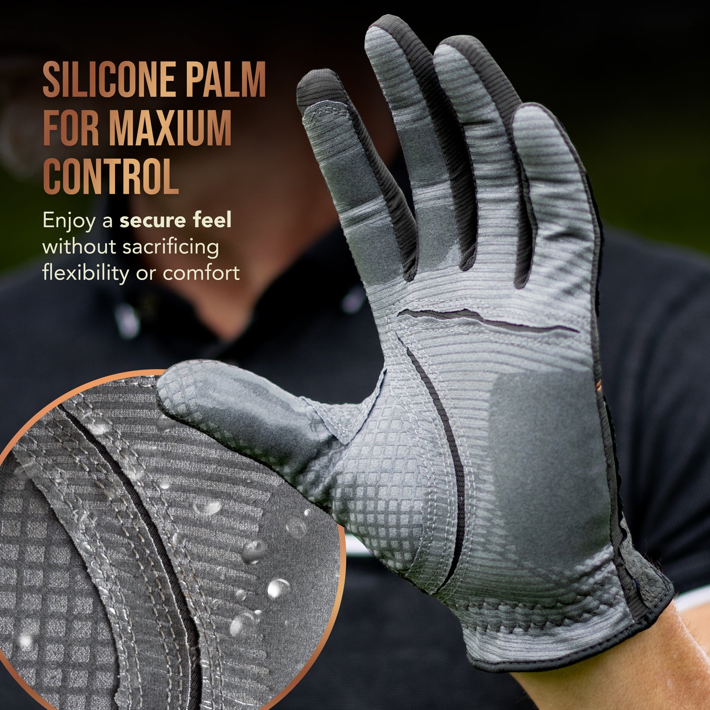 Copper Tech Men's Golf Gloves 2-Pack (Gray/Charcoal)