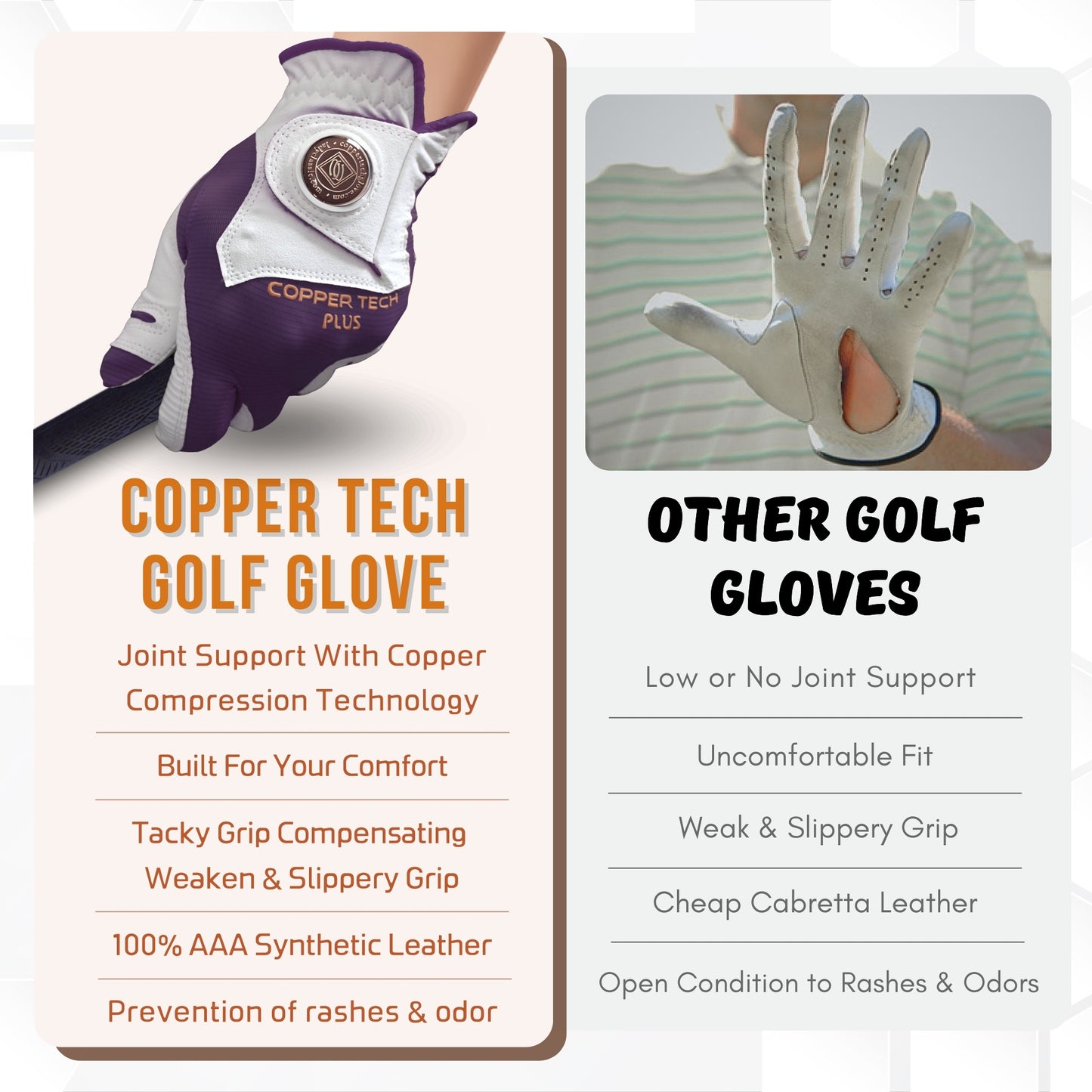 Copper Tech Plus Women's Golf Glove (White/Purple)