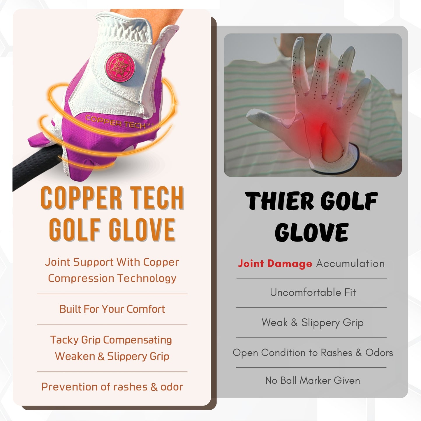 Copper Tech Plus Women's Golf Gloves [Worn on Left Hand]