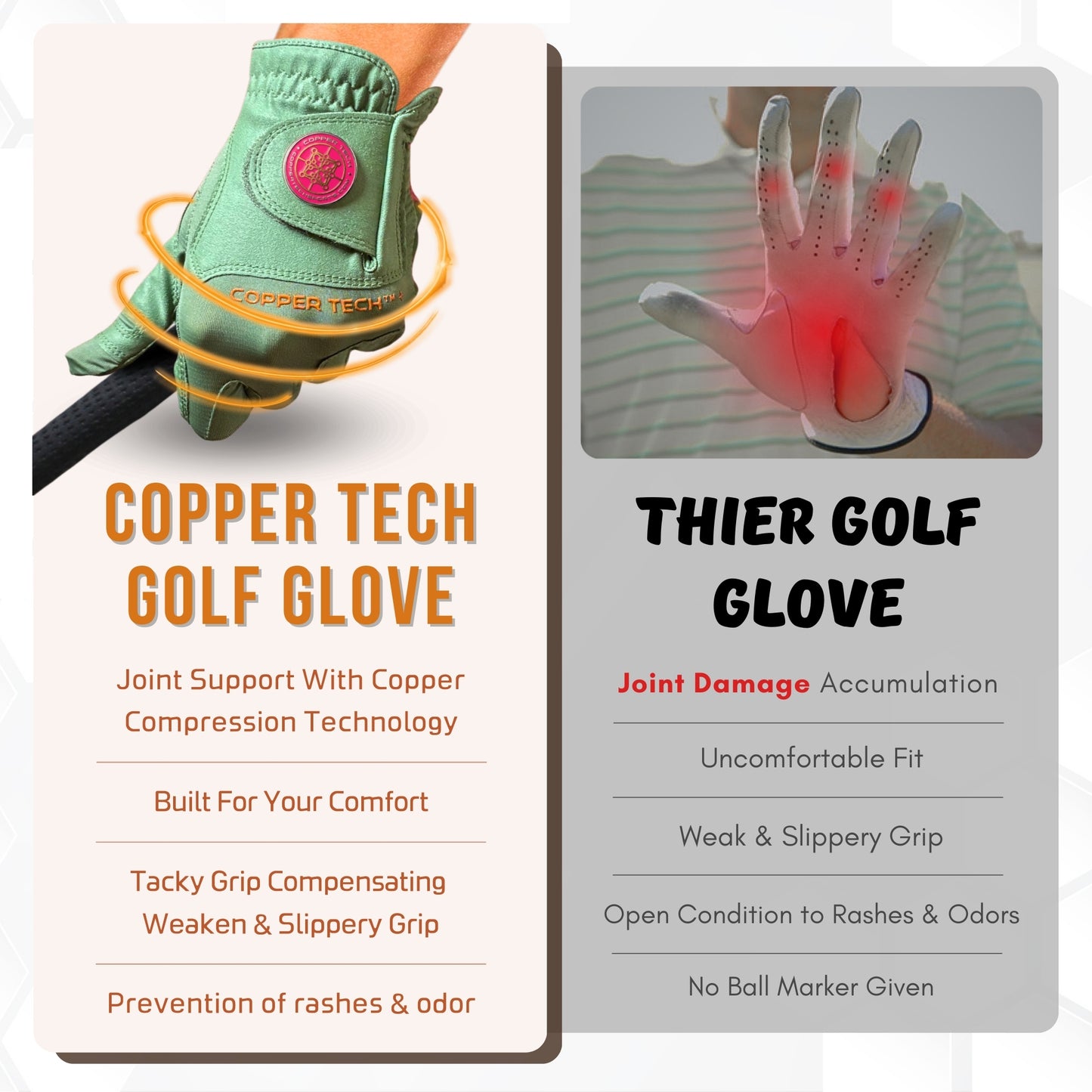 Copper Tech Plus Women's Golf Gloves [Worn on Left Hand]
