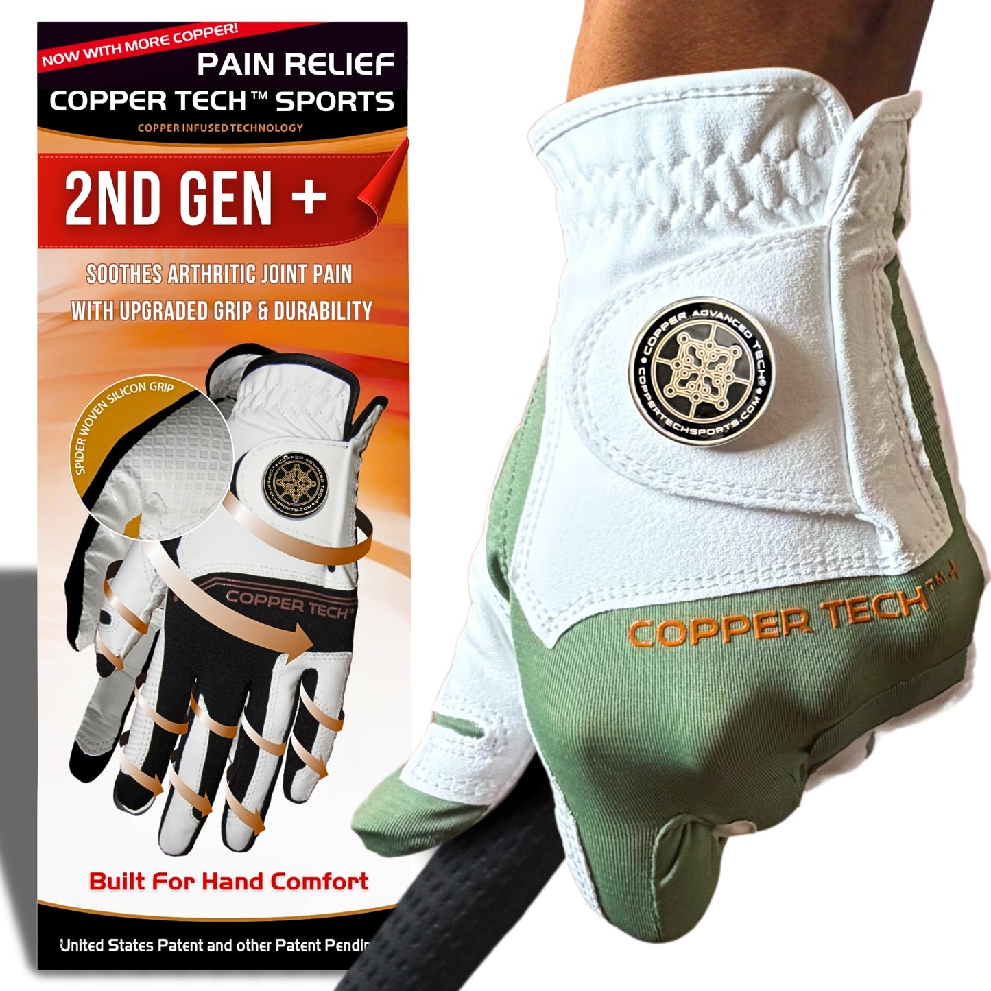 Copper Tech Plus Men's Golf Gloves [Worn on Left Hand]