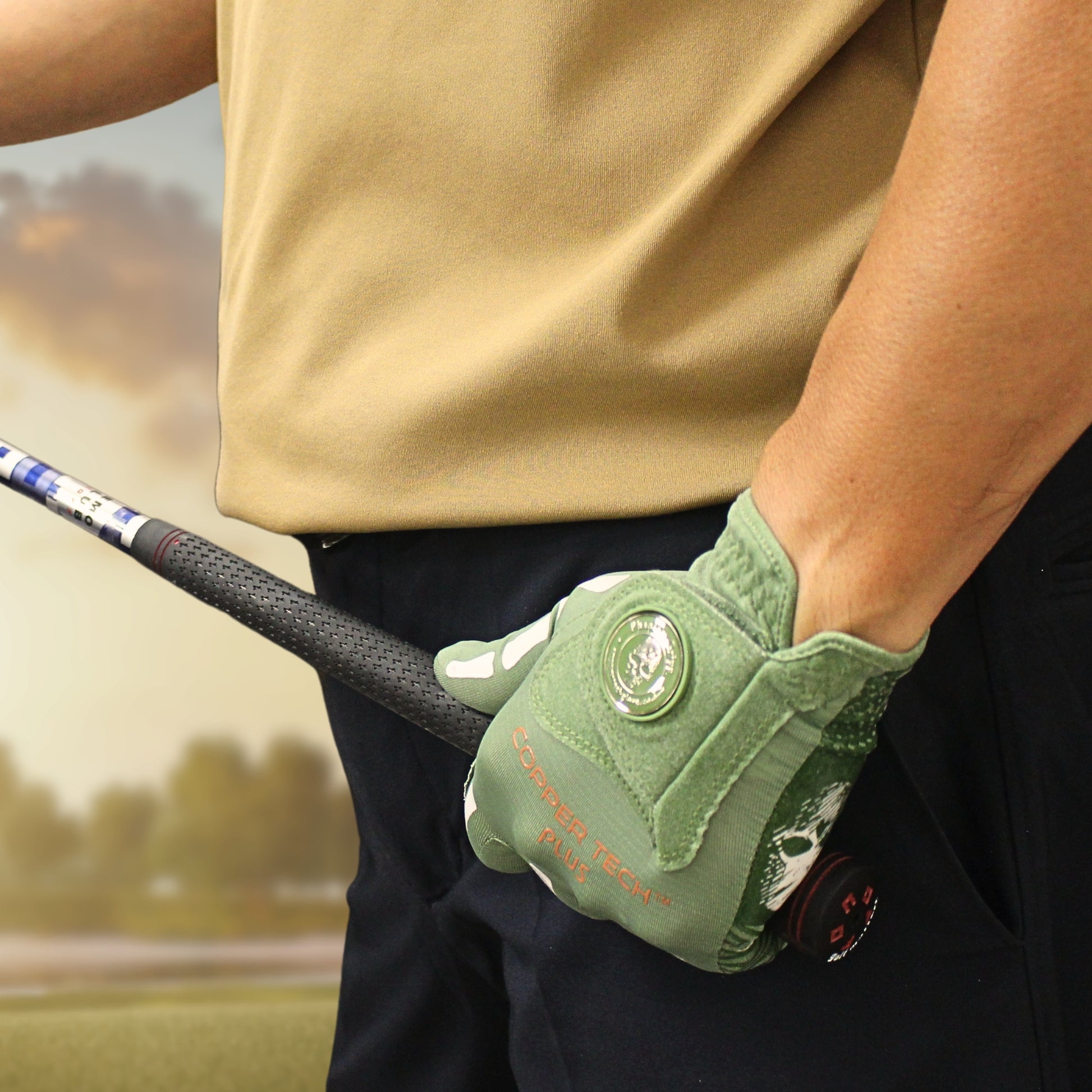 Skeleton Copper Green Golf Glove Men left handed golfers with breathable, flexible, comfortable joint relief