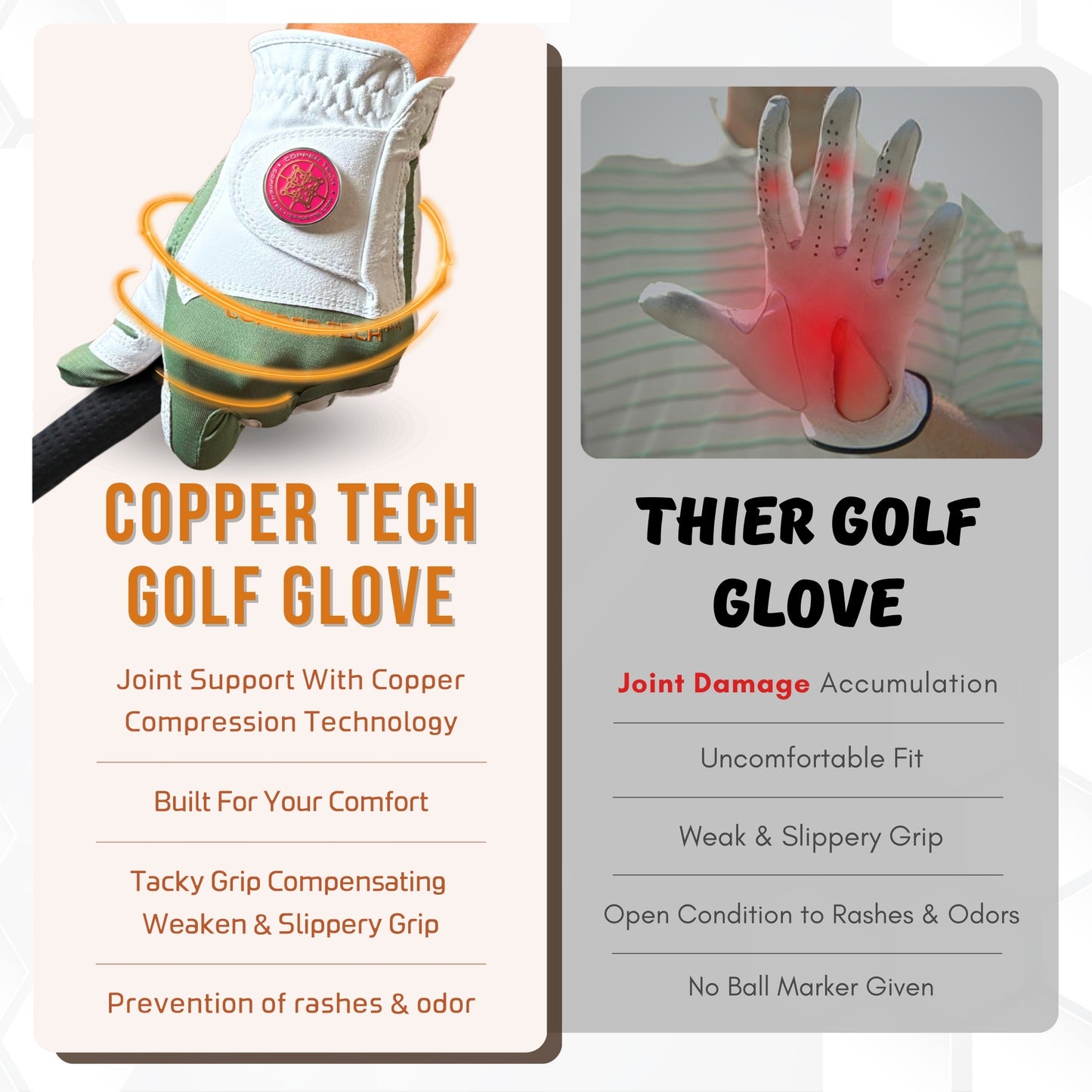 Copper Tech Plus Women's Golf Gloves [Worn on Left Hand]