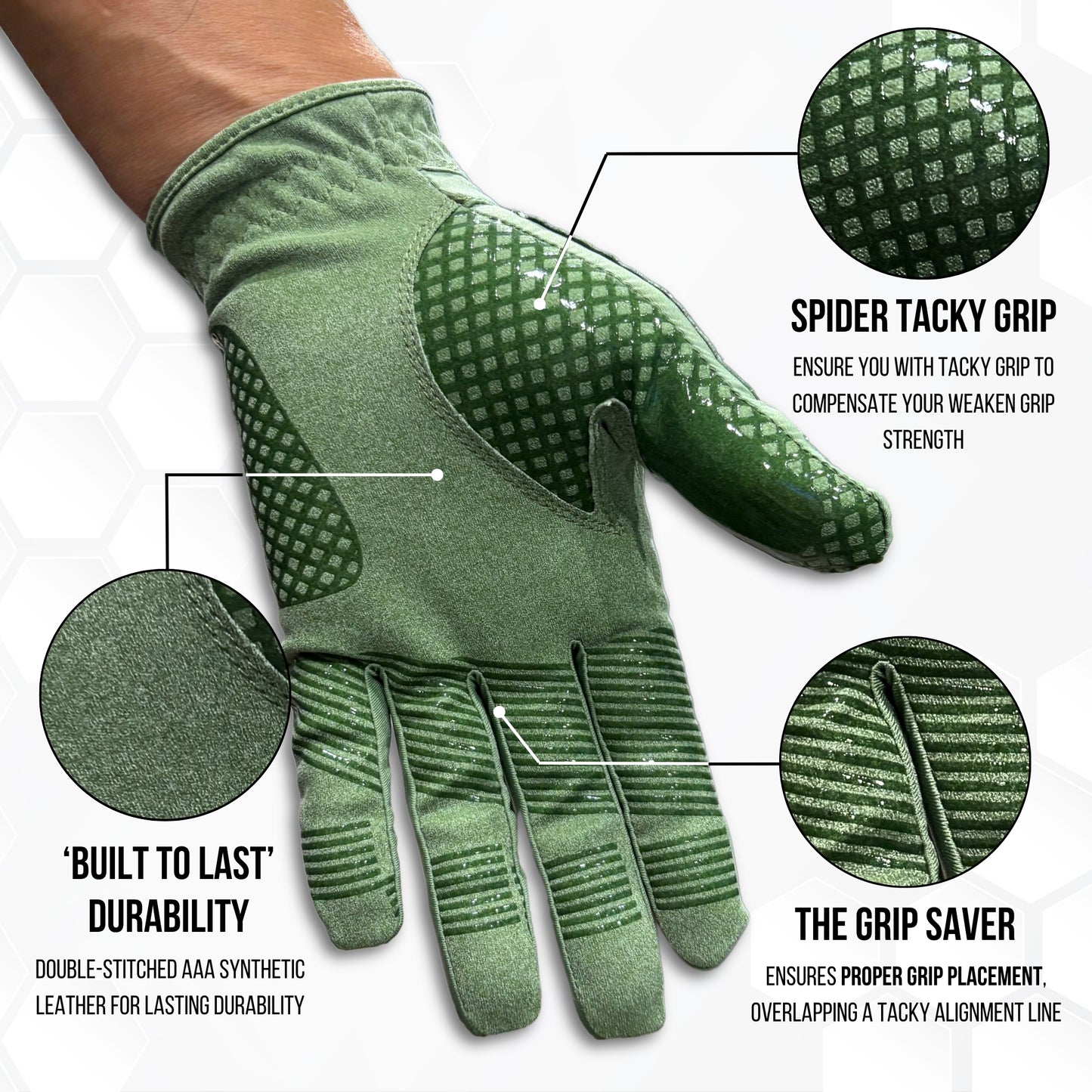 Copper Advanced Tech 2.0 Men's Golf Gloves [Worn on Right Hand]