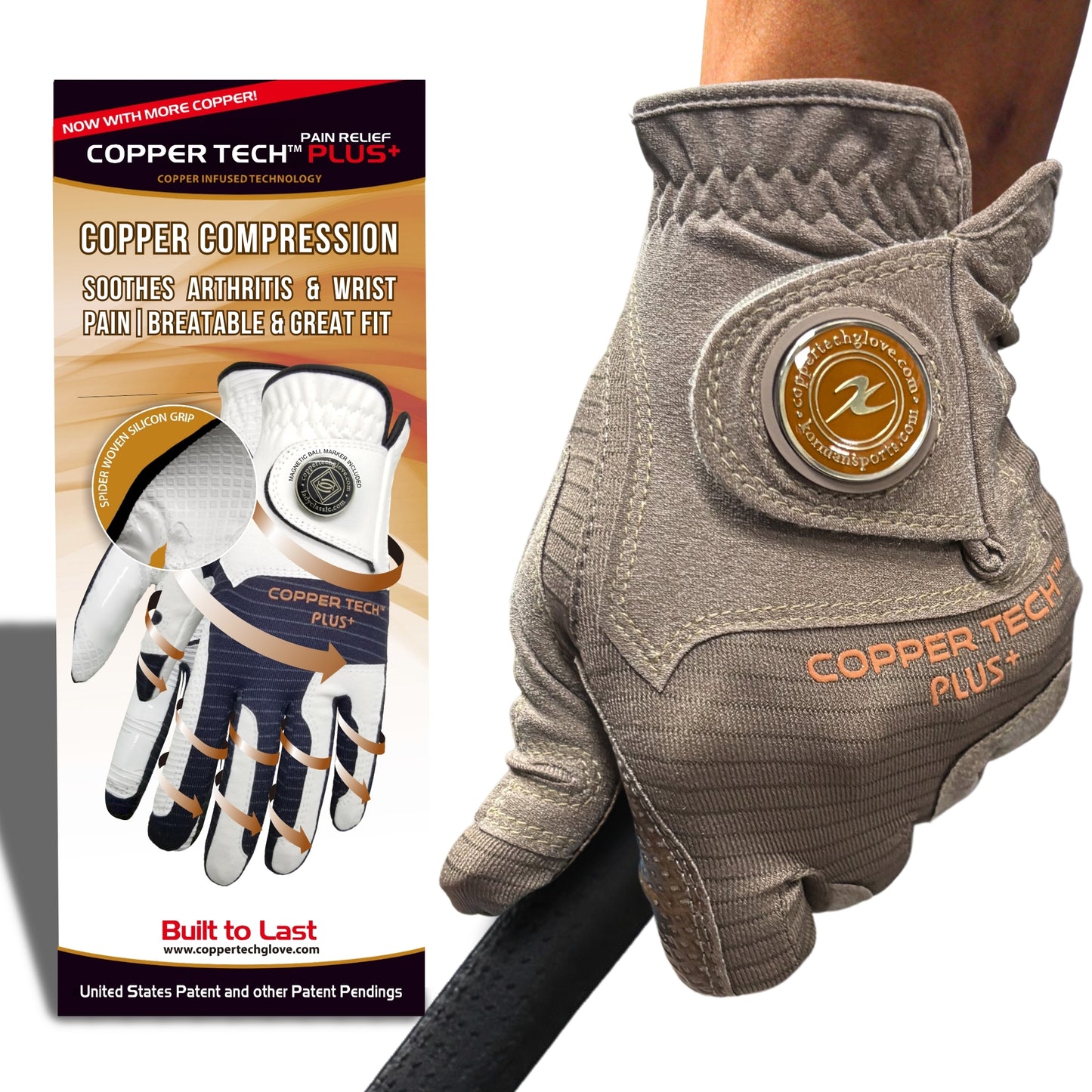 Copper Tech Plus Men's Golf Glove (Brown/Choco Brown)