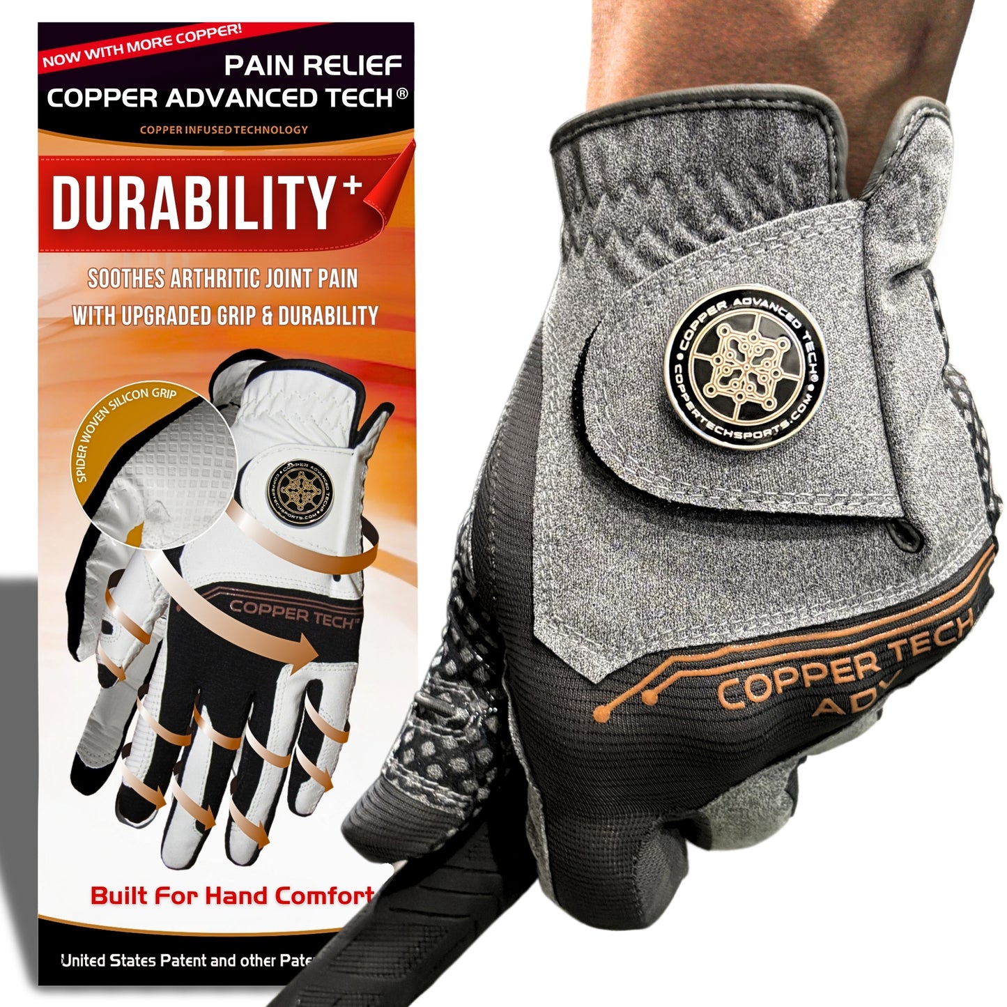 Copper Advanced Tech 2.0 Men's Golf Gloves [Worn on Right Hand]