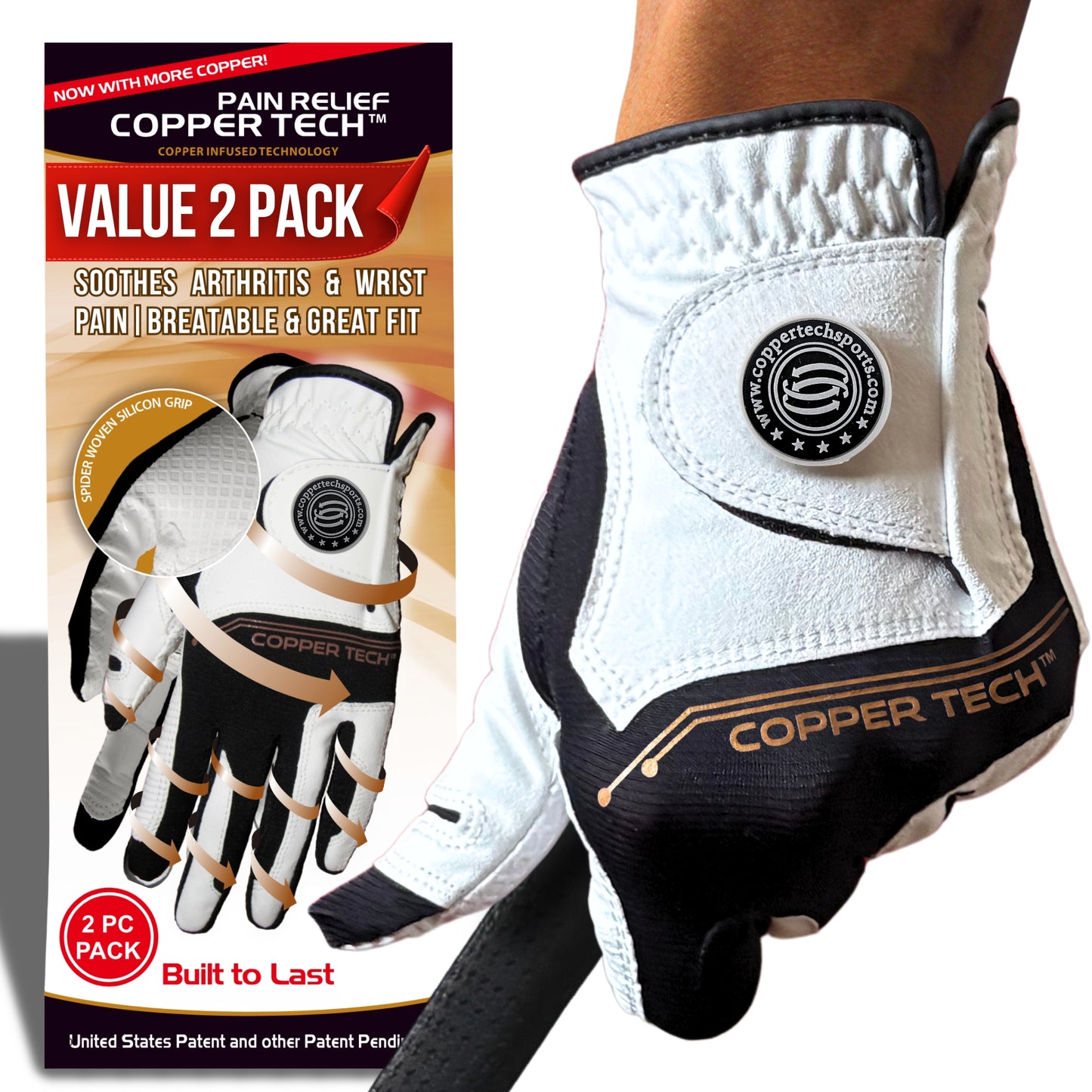 Copper Tech Men's Golf Gloves 2-Pack