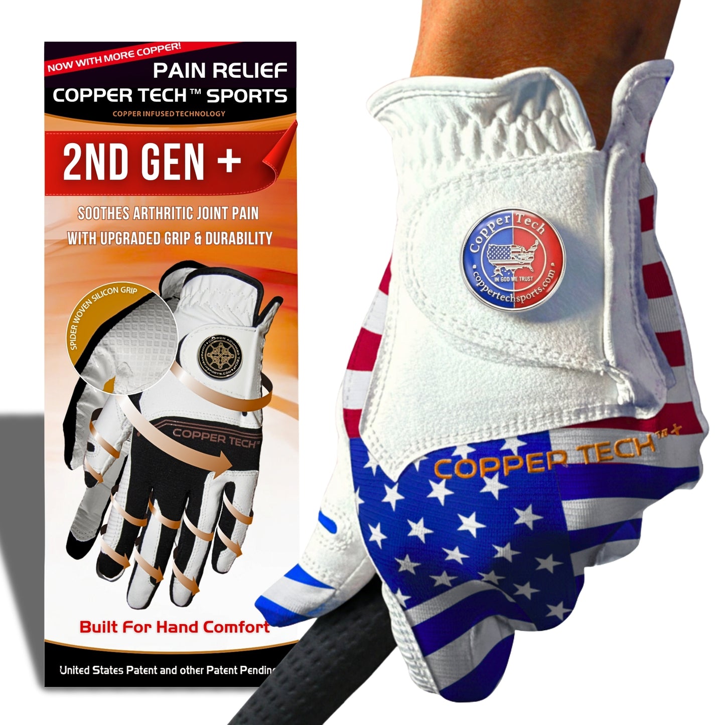 Copper Tech Plus Men's Golf Glove (USA Flag Edition)
