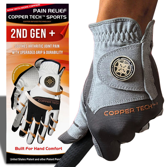 Copper Tech Plus Men's Golf Gloves Worn on Right Hand For Left Handed Golfer
