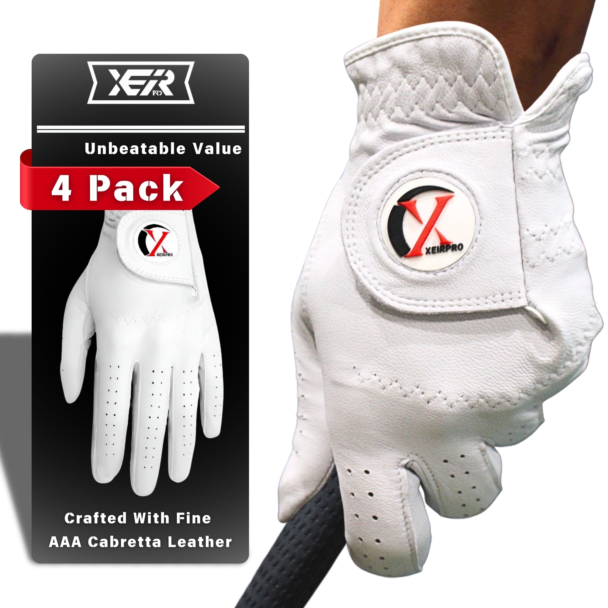 XEIRPRO Men's Golf Gloves – 4 Pack | Copper Tech