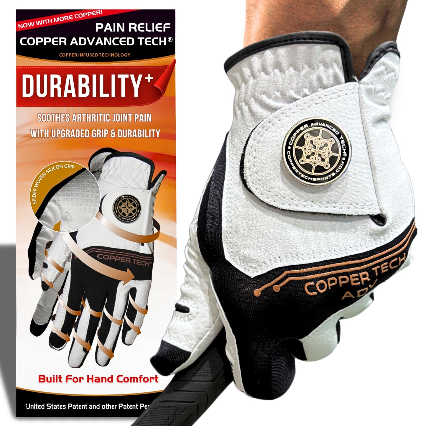 Copper Advanced Tech 2.0 Men's Golf Gloves [Worn on Left Hand]