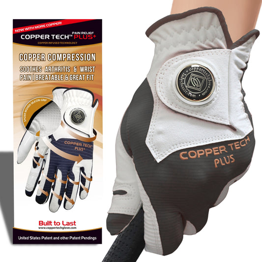 Copper Tech Plus Women's Golf Glove (White/Charcoal Gray)