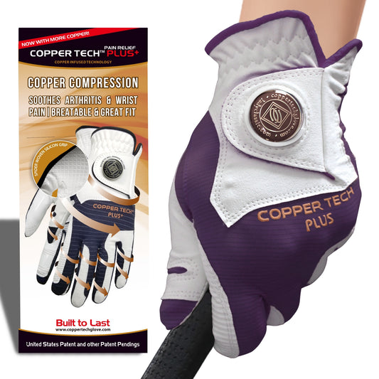 Copper Tech Plus Women's Golf Glove (White/Purple)