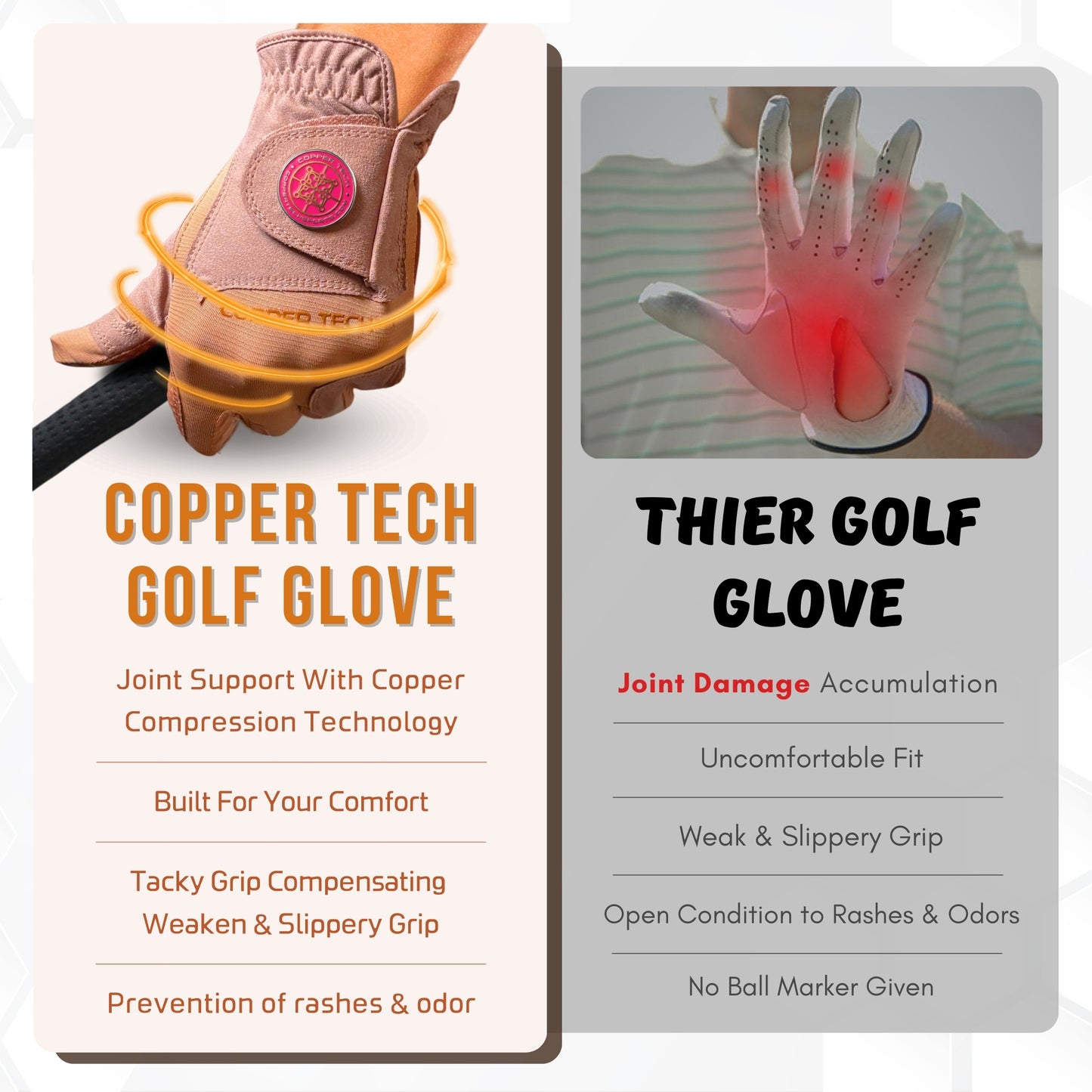 Copper Tech Plus Women's Golf Gloves [Worn on Left Hand]