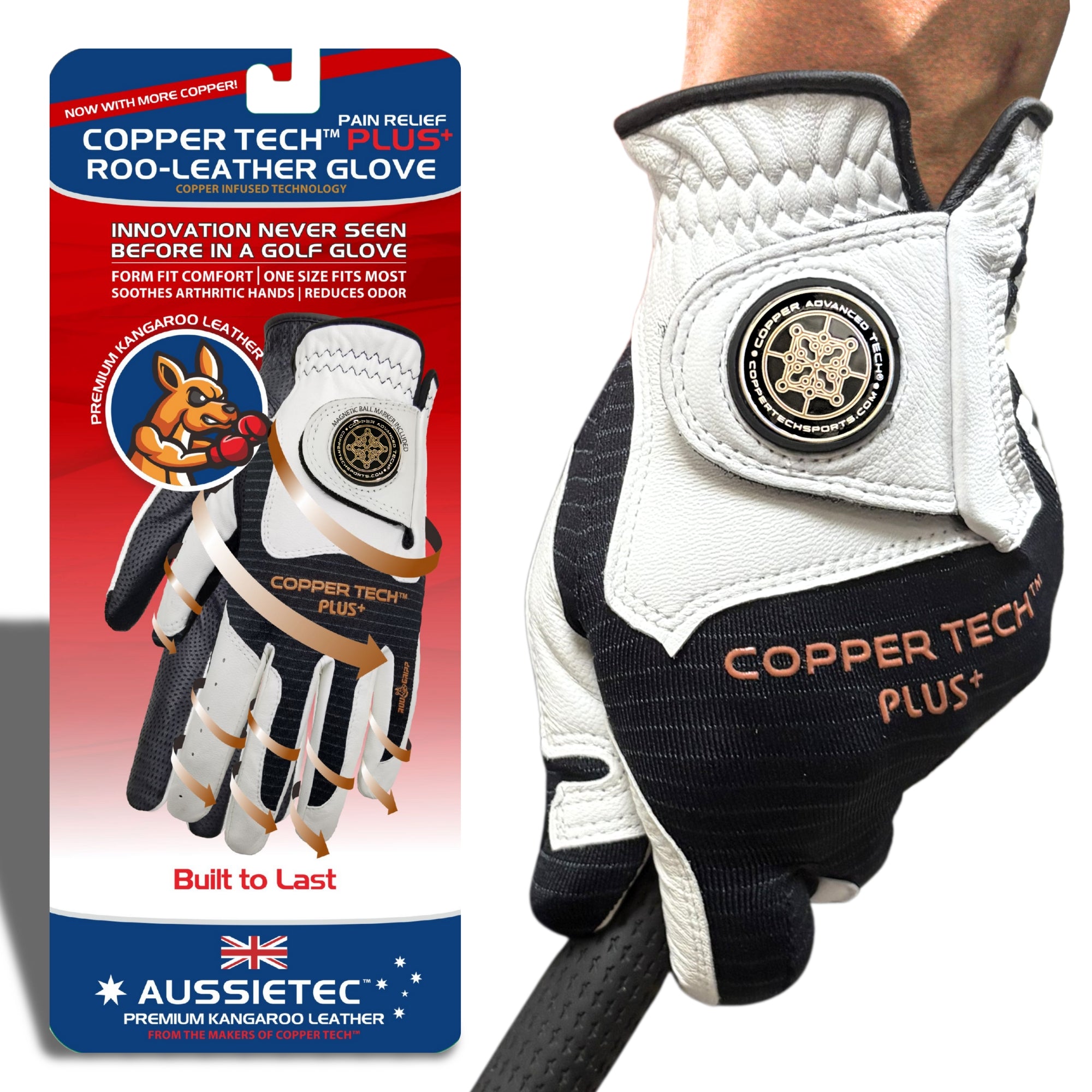 Kangaroo Leather Golf Glove - Pearl Black | Copper Tech Plus