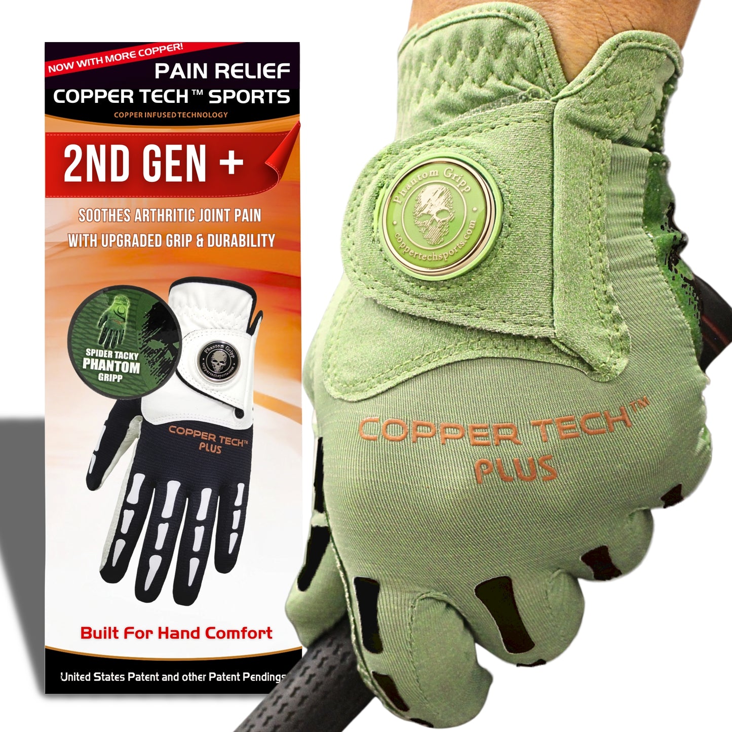 Copper Tech Plus Men's Golf Glove (Phantom Edition) Worn on Left or Right