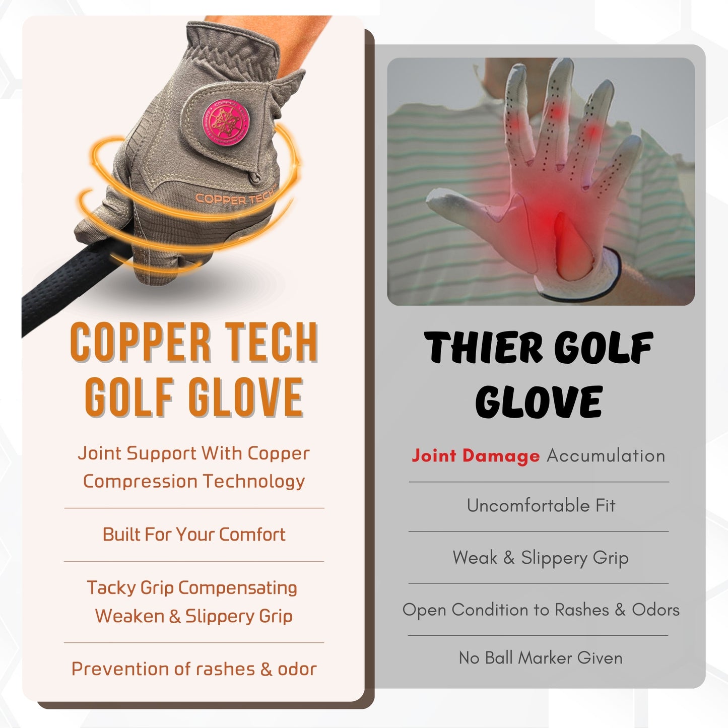 Copper Tech Plus Women's Golf Gloves [Worn on Left Hand]