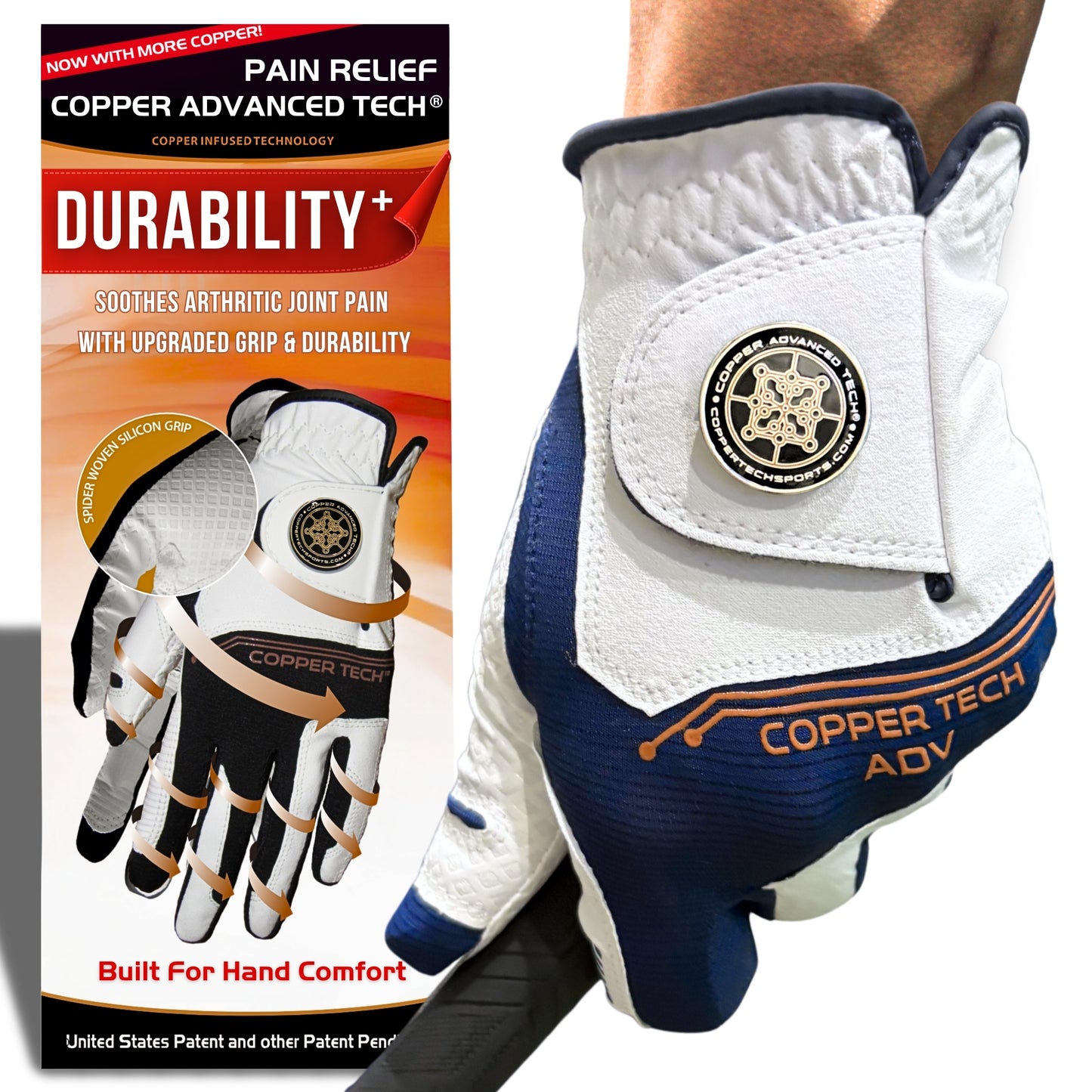 Copper Advanced Tech 2.0 Men's Golf Gloves [Worn on Left Hand]