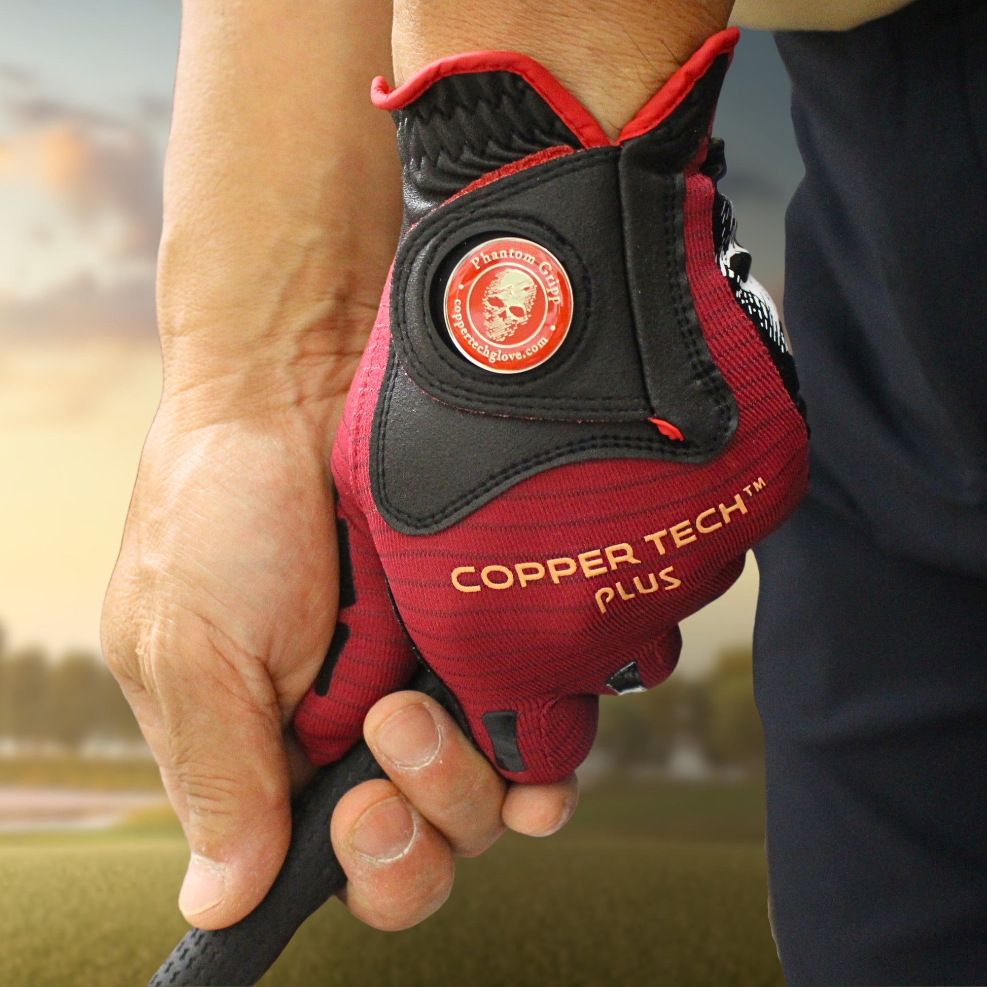 Red Copper Skeleton Golf Glove Men left handed golfers with breathable, flexible, comfortable joint relief