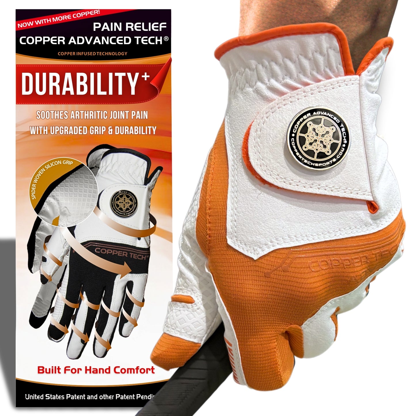 Copper Advanced Tech 2.0 Men's Golf Gloves [Worn on Left Hand]