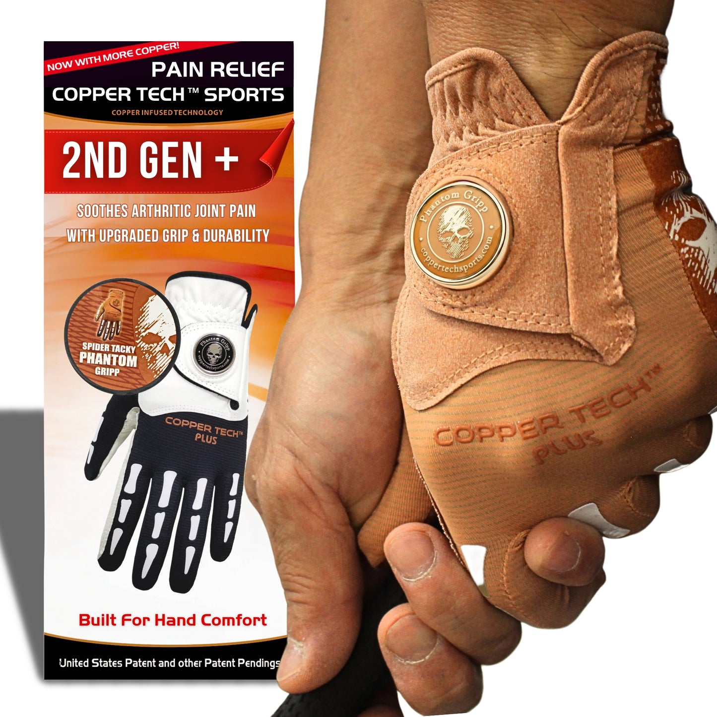 Copper Tech Plus Men's Golf Glove (Phantom Edition) Worn on Left or Right