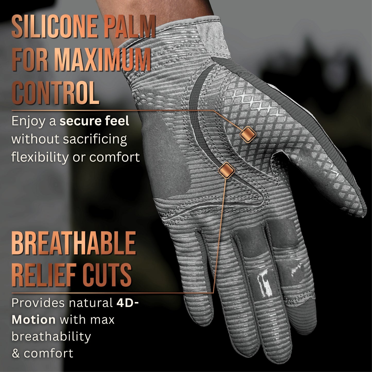 Copper Tech Plus Men's Golf Gloves [Worn on Left Hand]