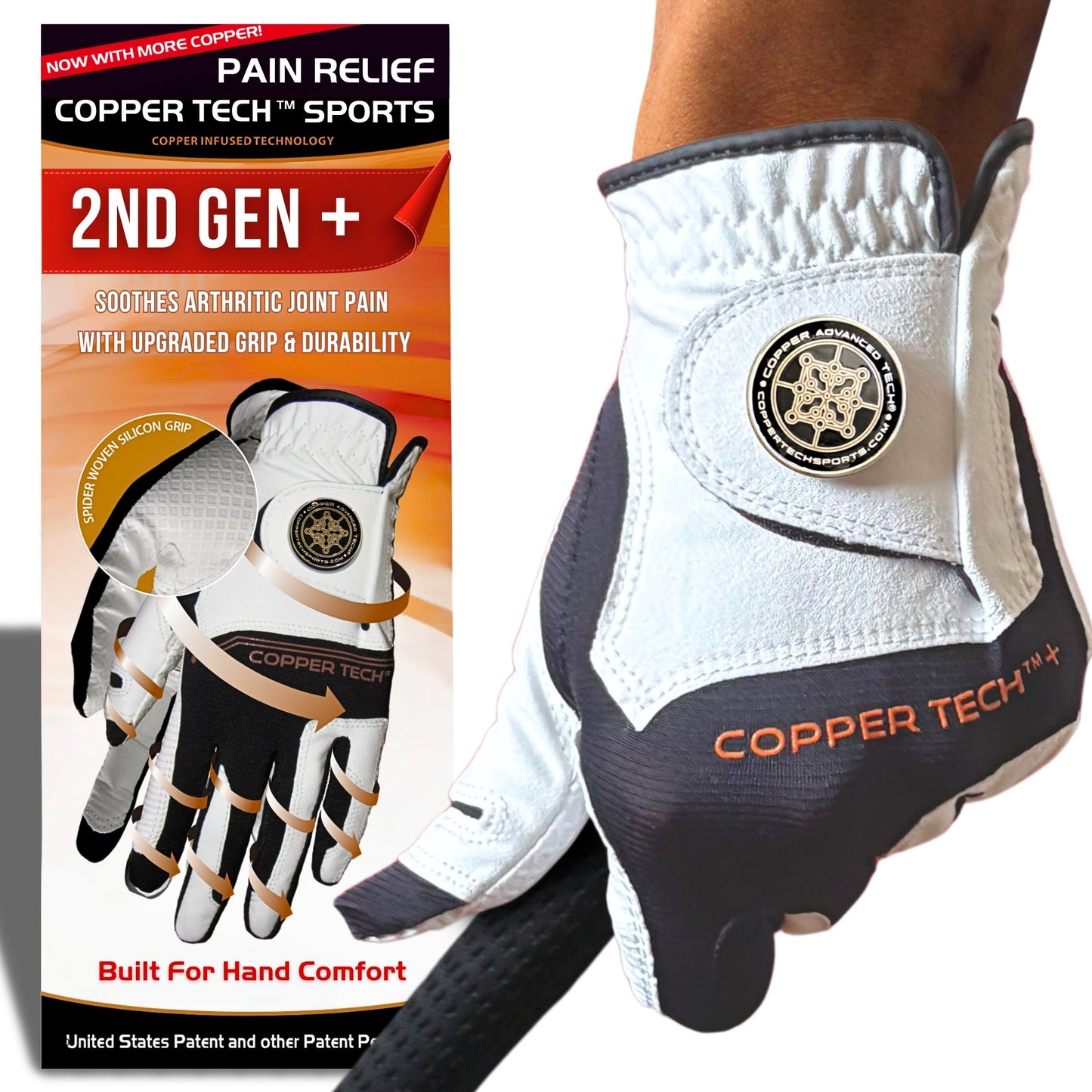 Copper Tech Plus Men's Golf Gloves [Worn on Left Hand]
