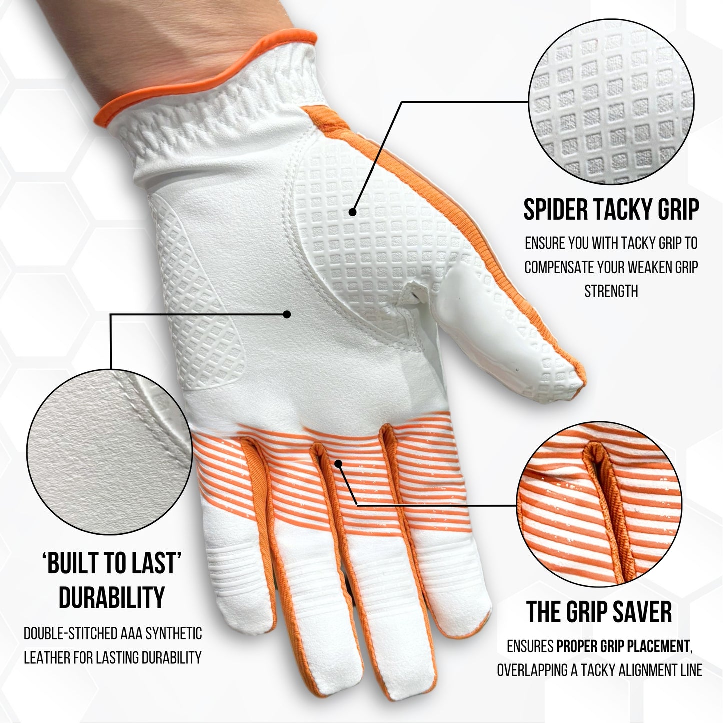 Copper Advanced Tech 2.0 Men's Golf Gloves [Worn on Left Hand]