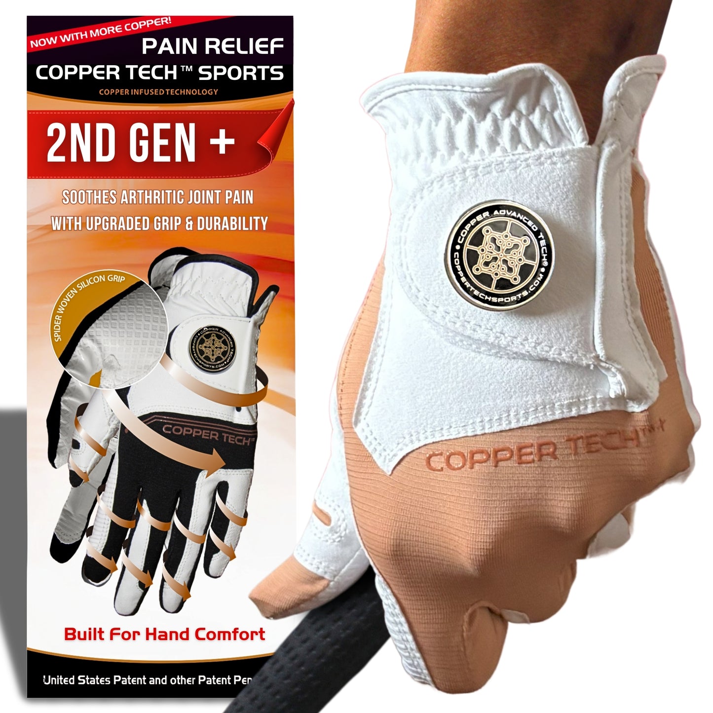 Copper Tech Plus Men's Golf Gloves [Worn on Right Hand]