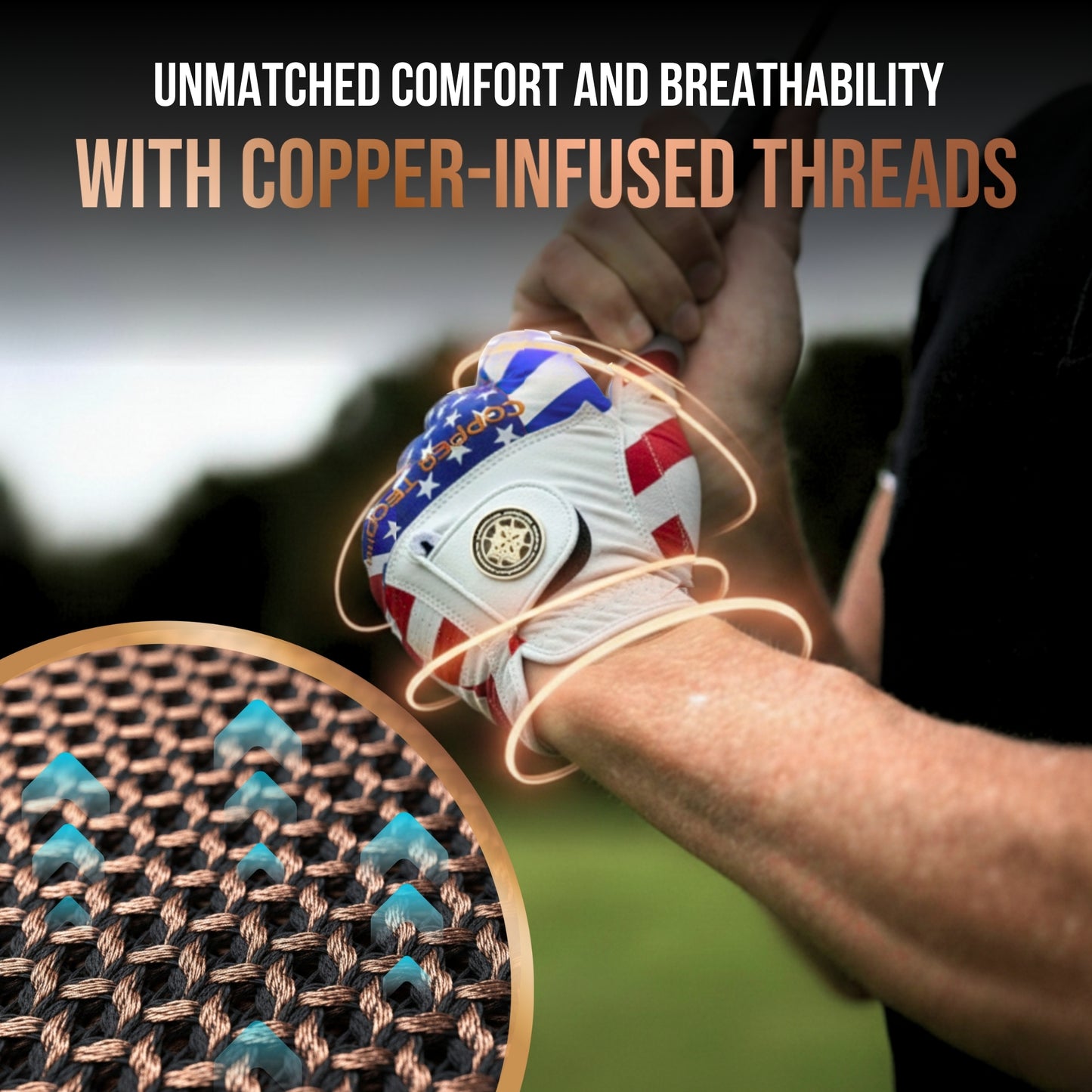 Copper Tech Plus Men's Golf Glove (USA Flag Edition)
