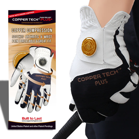 Black Copper Tech golf glove in multiple sizes for both hands, with copper-infused fabric for maximum comfort and moisture control.