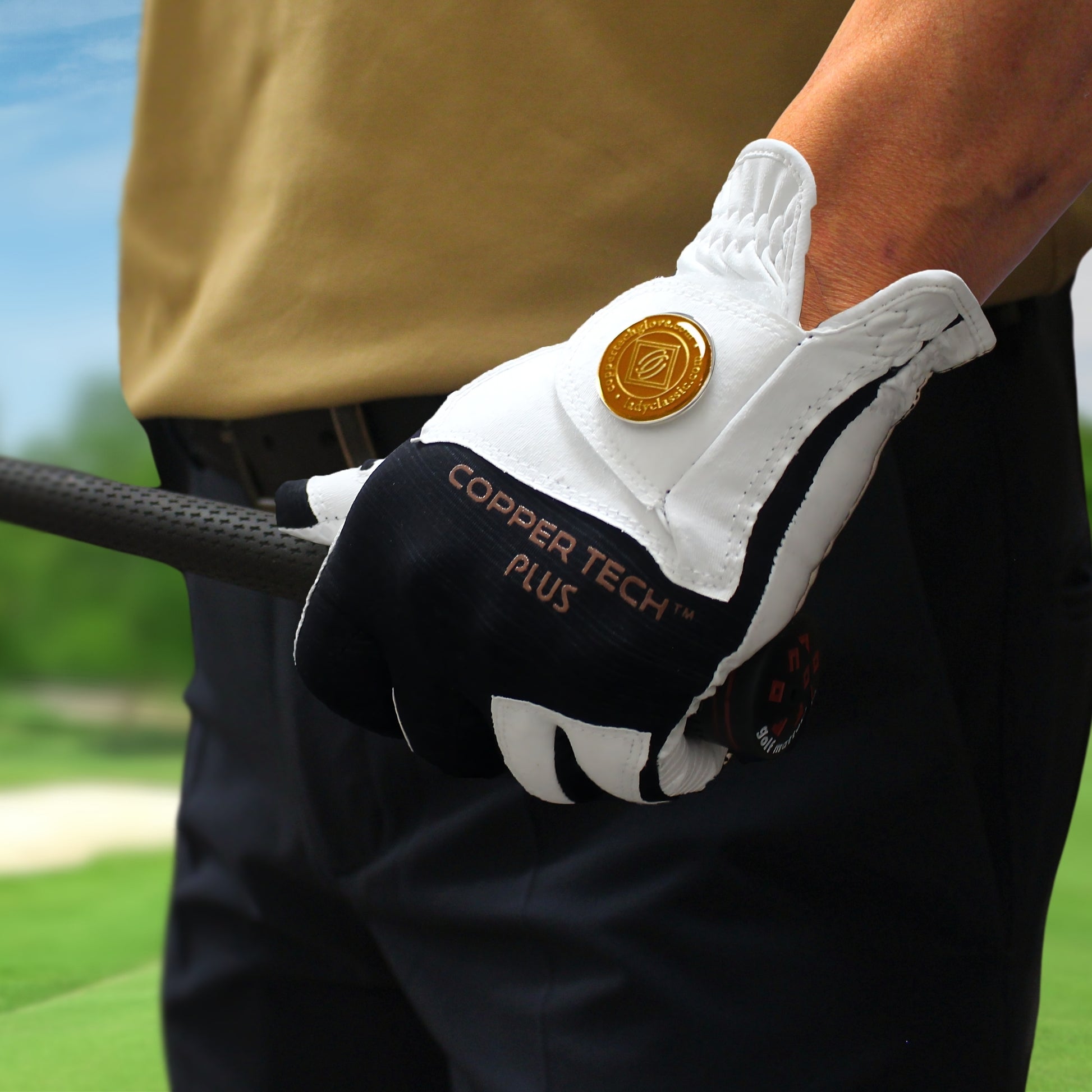 Copper white and black Golf Glove Men left handed golfers with breathable, flexible, comfortable joint relief