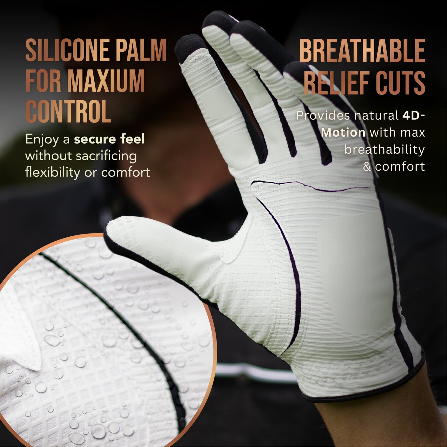 Copper Tech Men's Golf Gloves 2-Pack (White/Black)