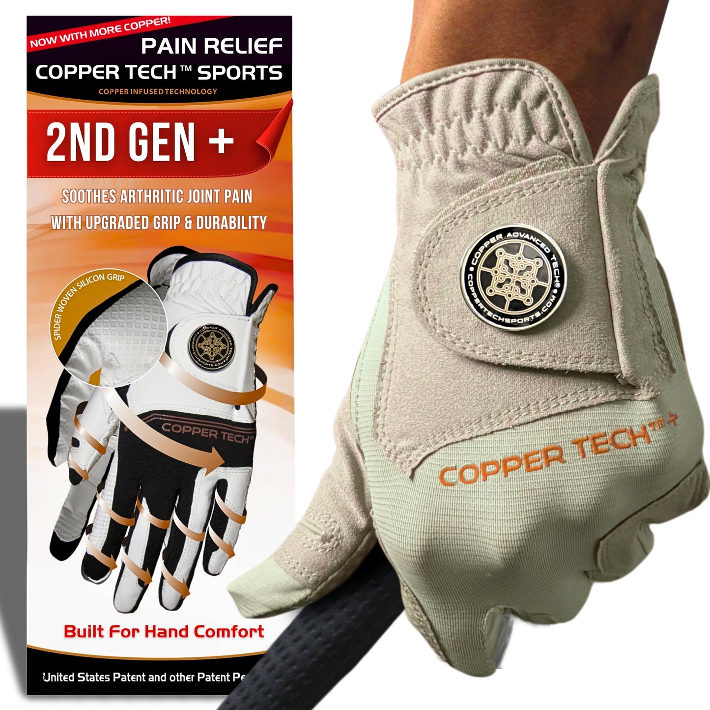 Copper Tech Plus Men's Golf Gloves [Worn on Left Hand]