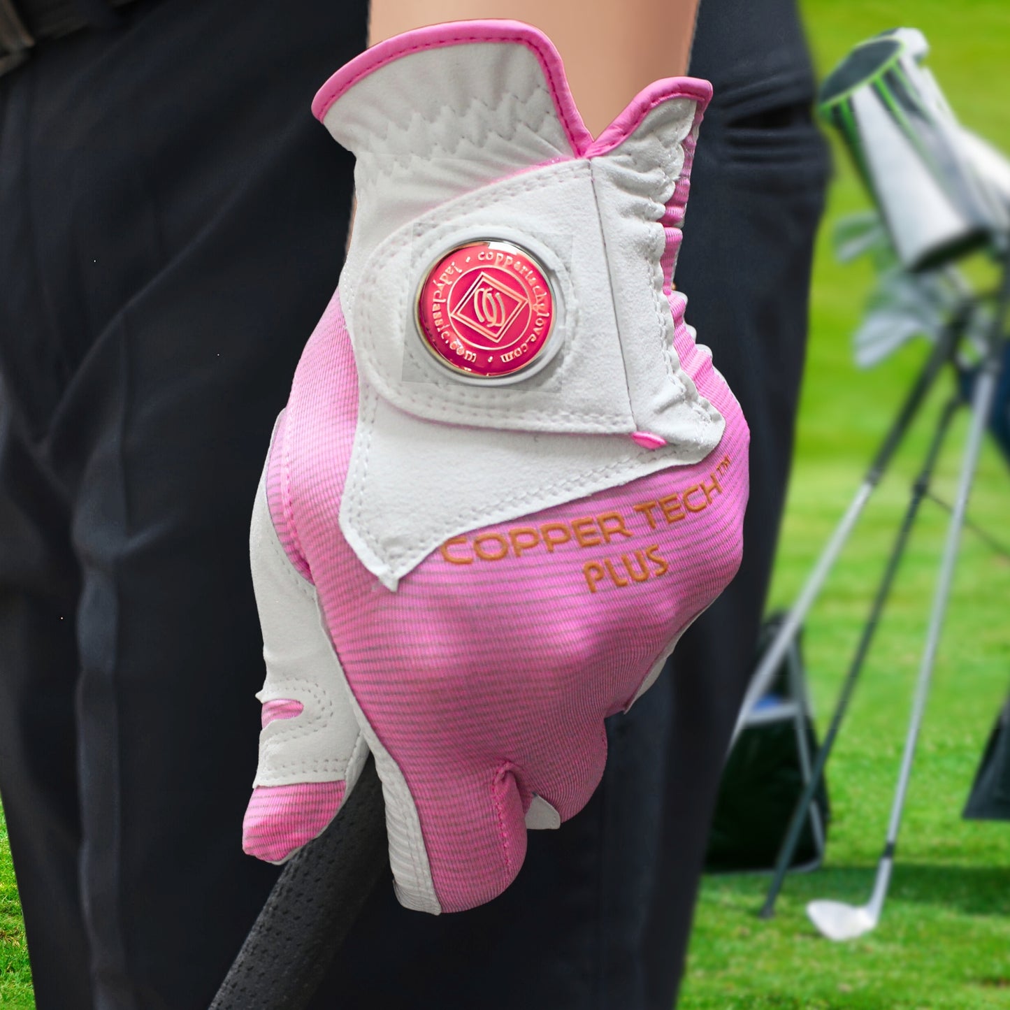 Copper Tech Plus Women's Golf Glove (White/Pink)