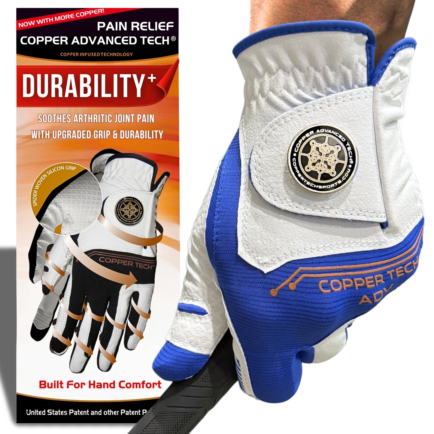 Copper Advanced Tech 2.0 Men's Golf Gloves [Worn on Left Hand]