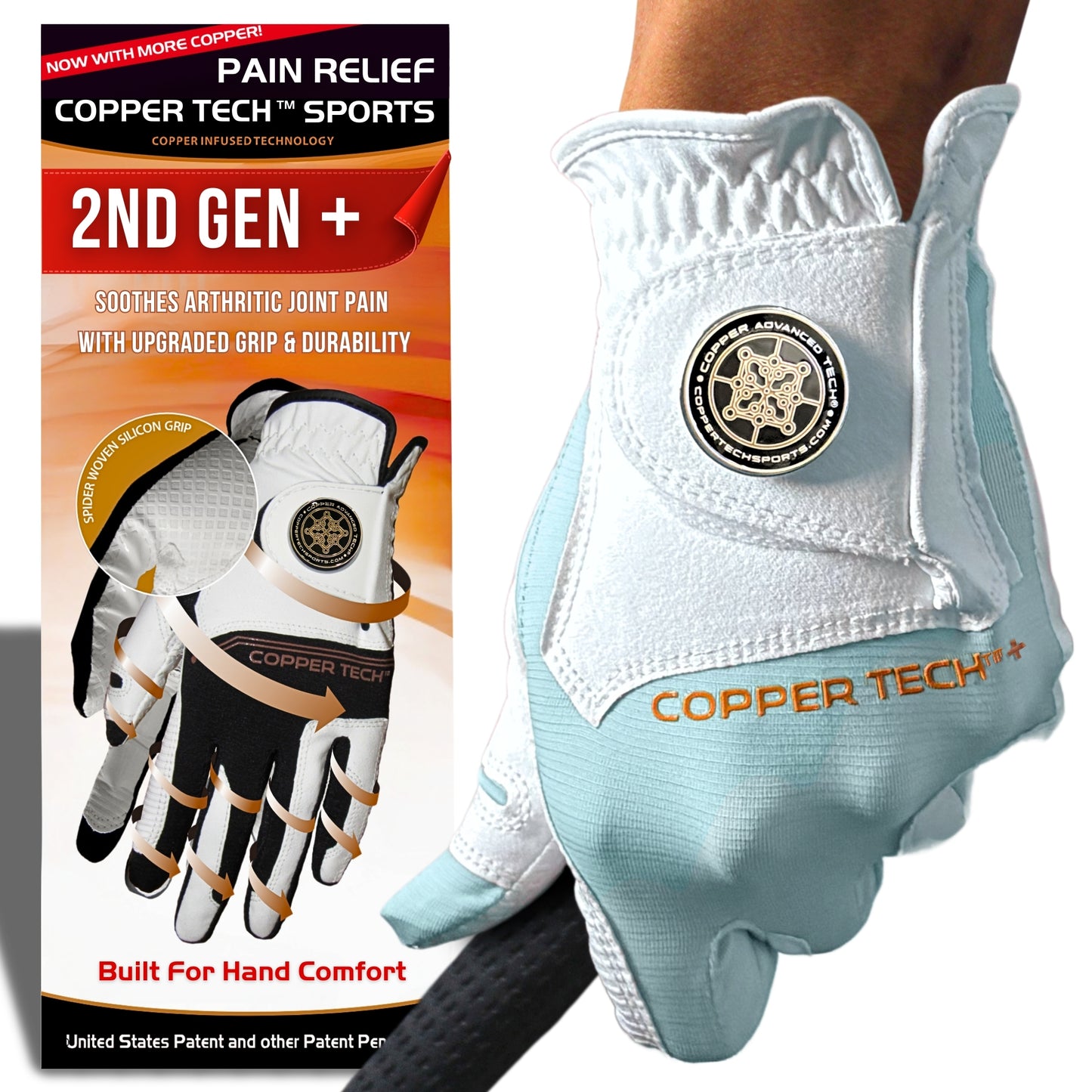 Copper Tech Plus Men's Golf Gloves [Worn on Right Hand]