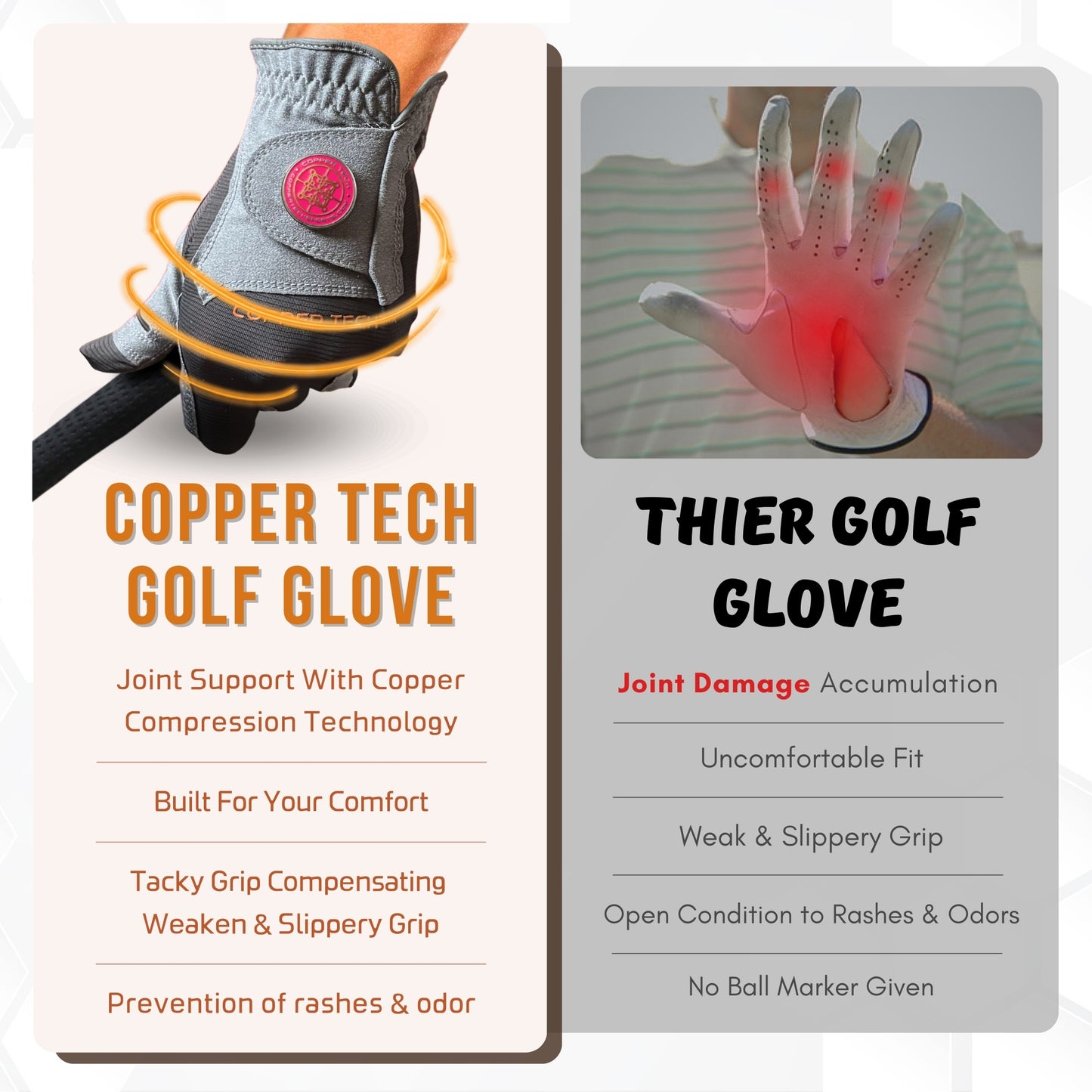 Copper Tech Plus Women's Golf Gloves [Worn on Left Hand]