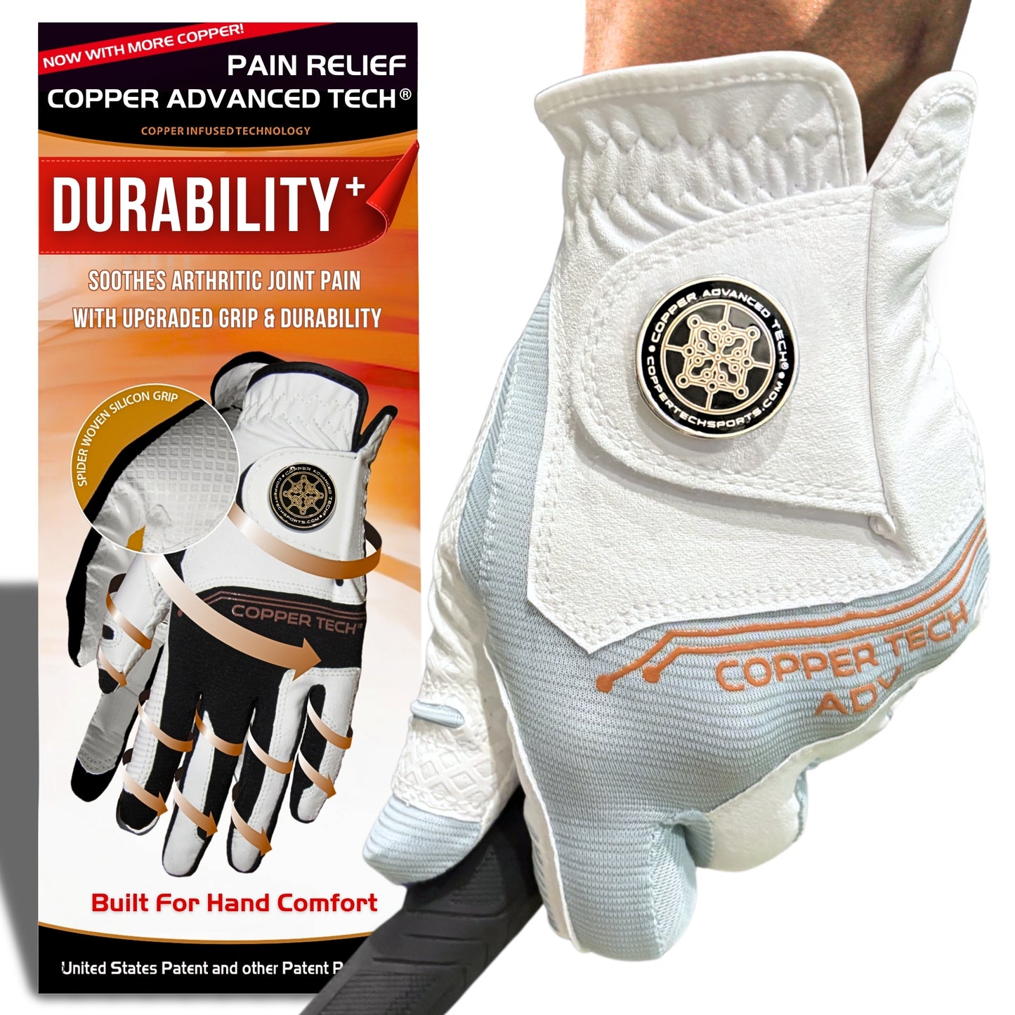 Copper Advanced Tech 2.0 Men's Golf Gloves [Worn on Right Hand]